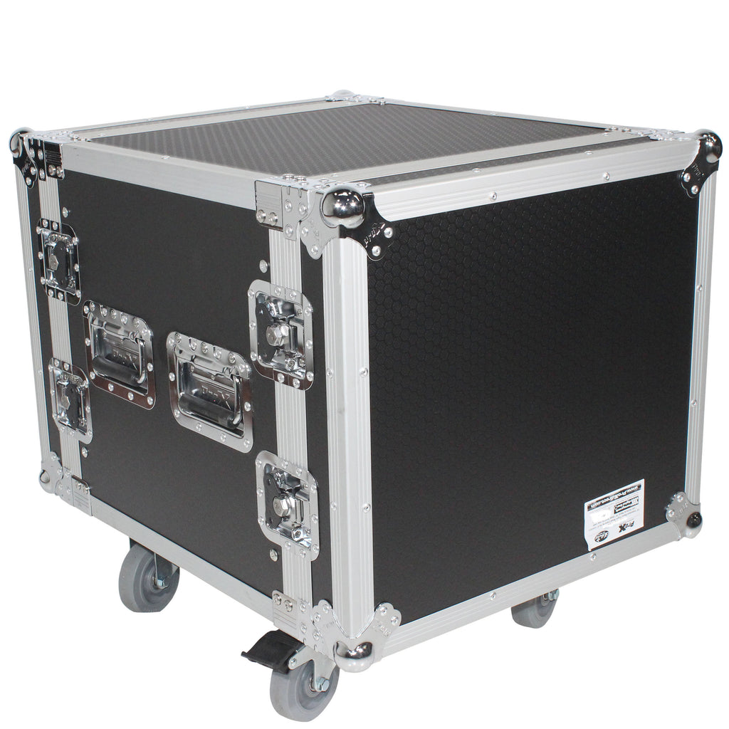 10U Space Shockproof Amp Rack ATA Flight Case 24 In Depth W-Casters