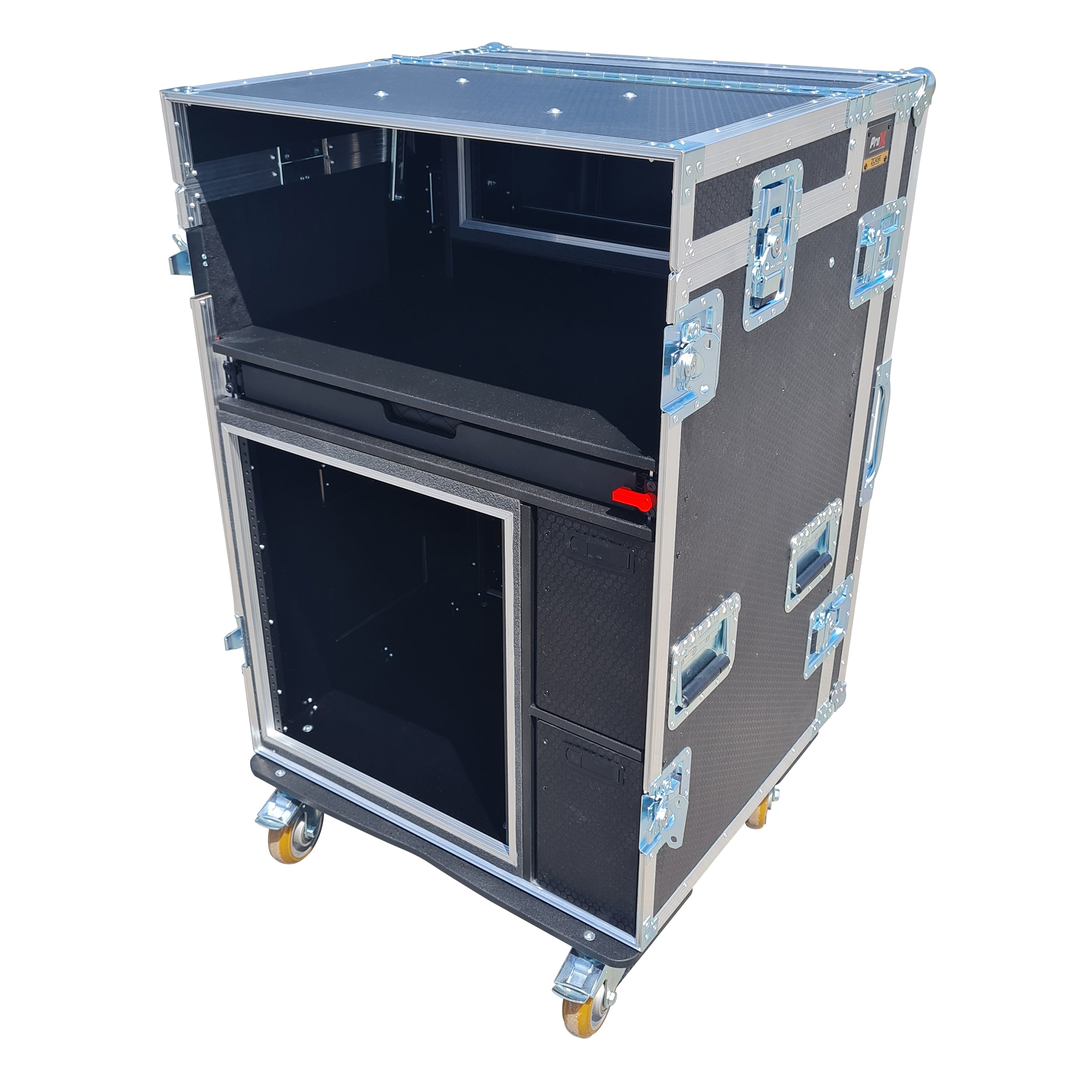 Mobile AV Broadcasting Streaming Recording Studio Workstation Case with 4U Top 12U Bottom