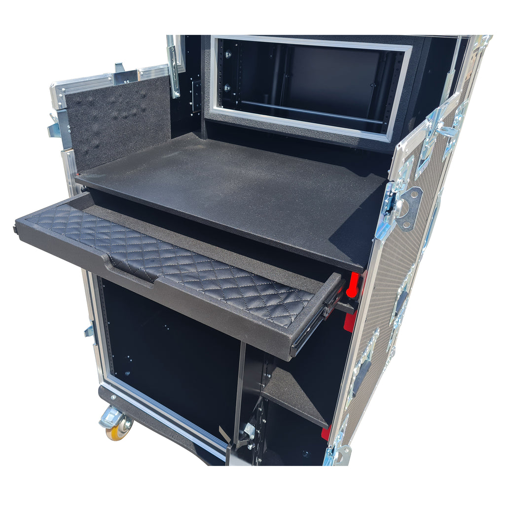 Mobile AV Broadcasting Streaming Recording Studio Workstation Case with 4U Top 12U Bottom