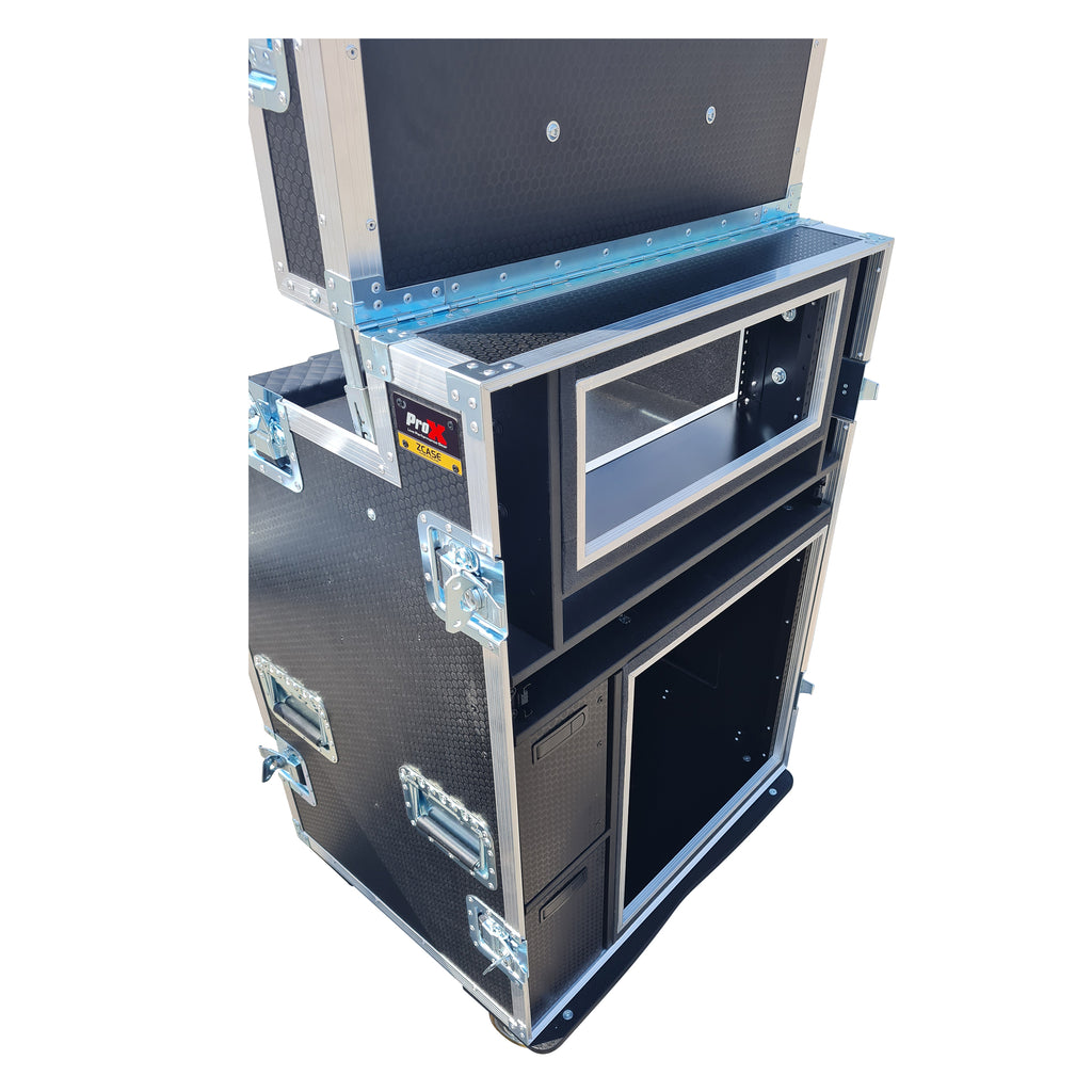 Mobile AV Broadcasting Streaming Recording Studio Workstation Case with 4U Top 12U Bottom
