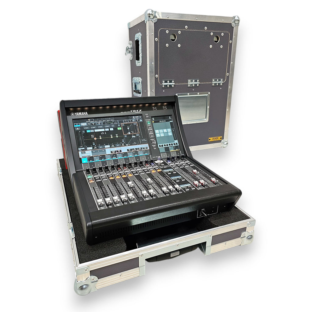 ATA Flight Case for Digital Audio Mixer Yamaha DM7C Compact with Corner Wheels, DogHouse and Telescopic Handle