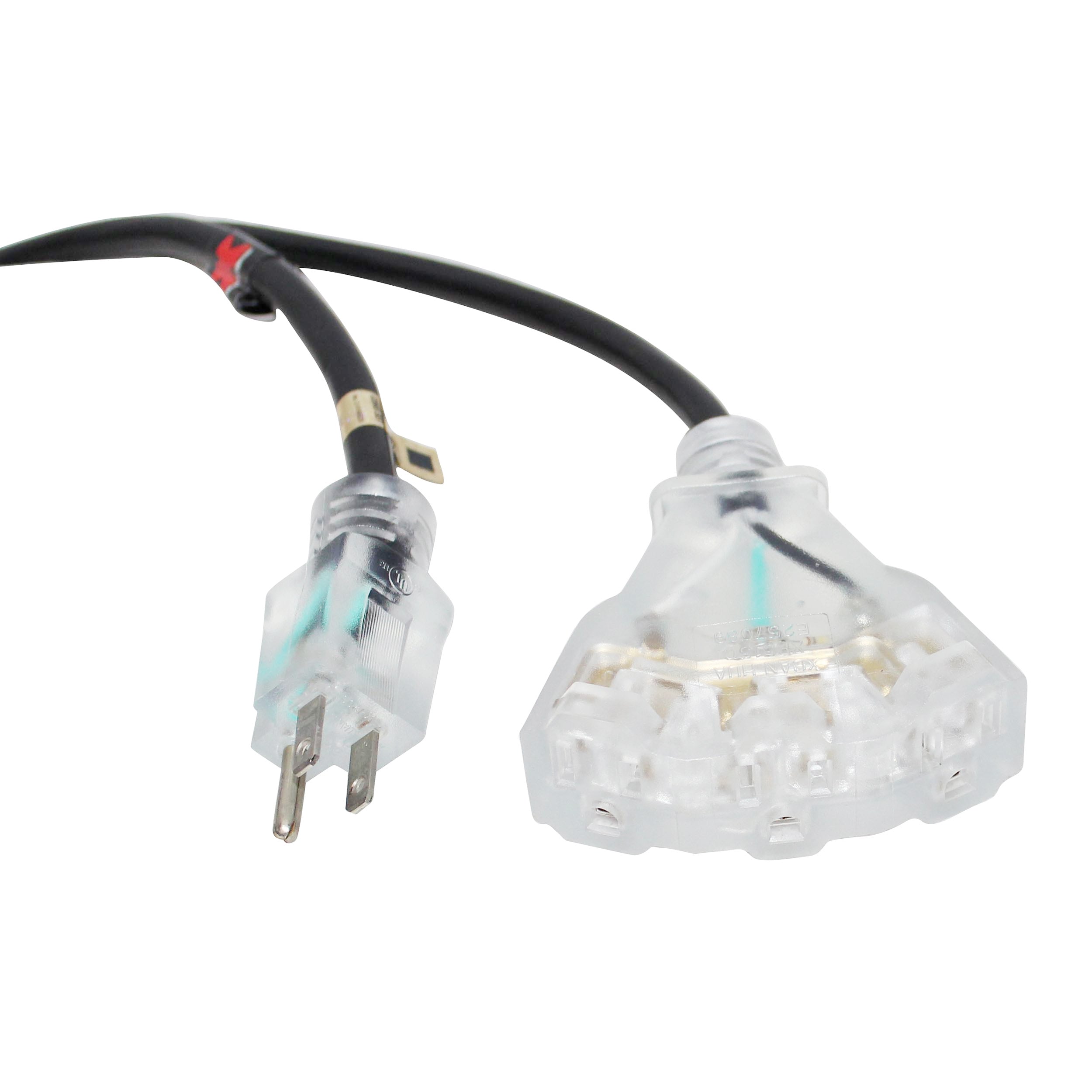 15PCS 10' Ft. 120VAC NEMA 15 Male to 3 Outlet Female Power-Extension Cord 14 AWG