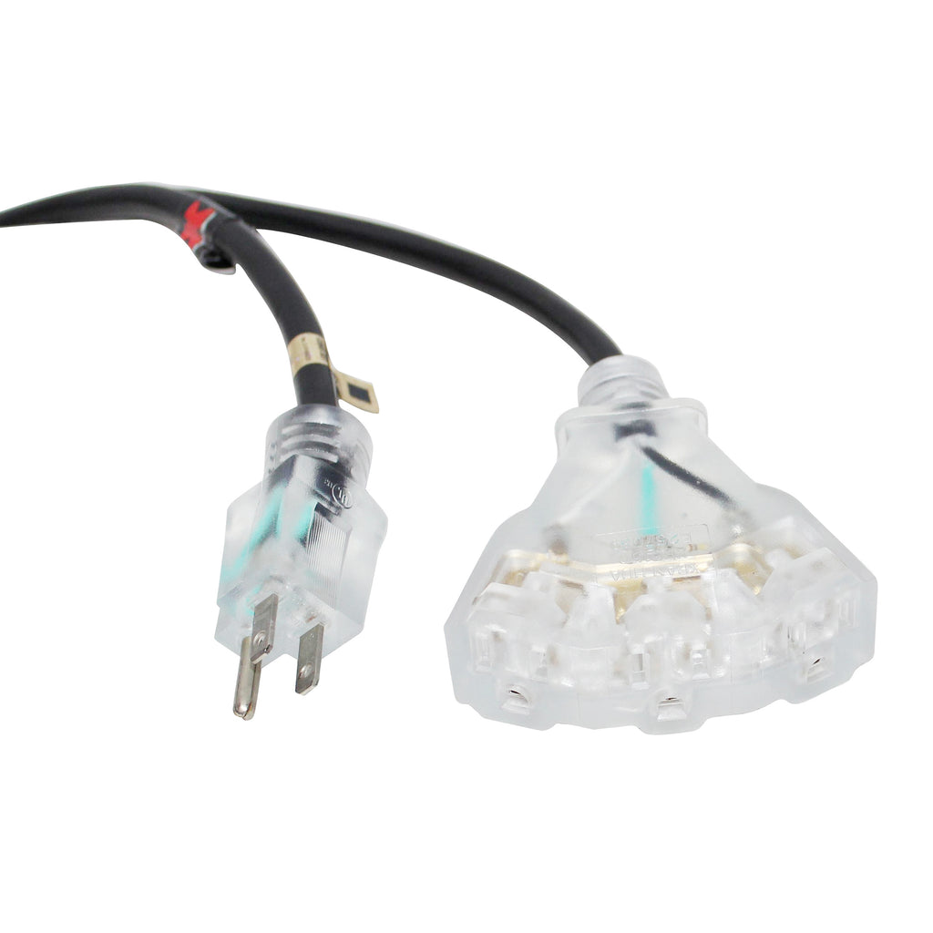 50' Ft. 120VAC NEMA 15 Male to 3 Outlet Female Power-Extension Cord 14 AWG