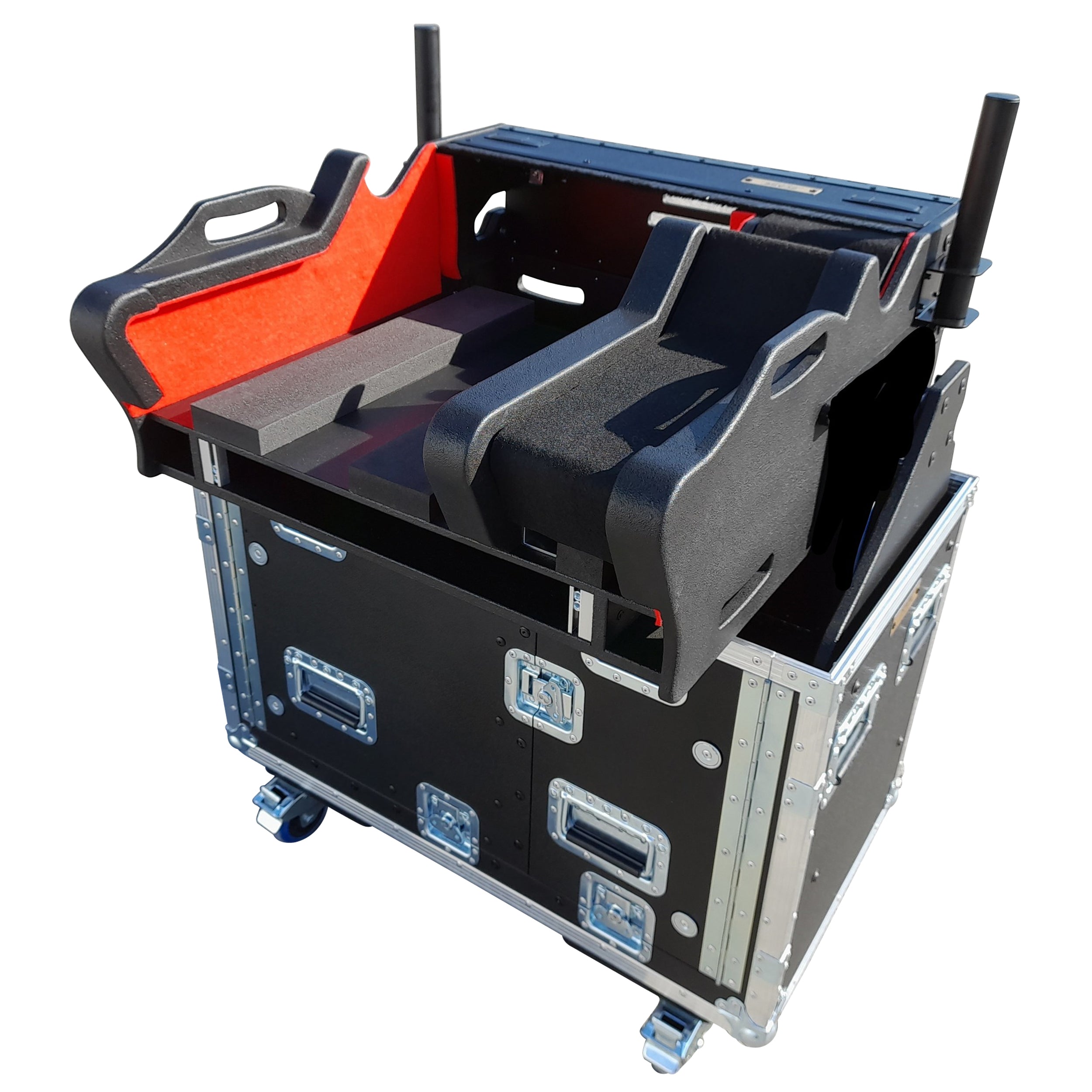 Yamaha DM7-EX Flip-Ready Hydraulic Console Easy Retracting Lifting 1U Rack Space Flight Case with wheels by ZCASE