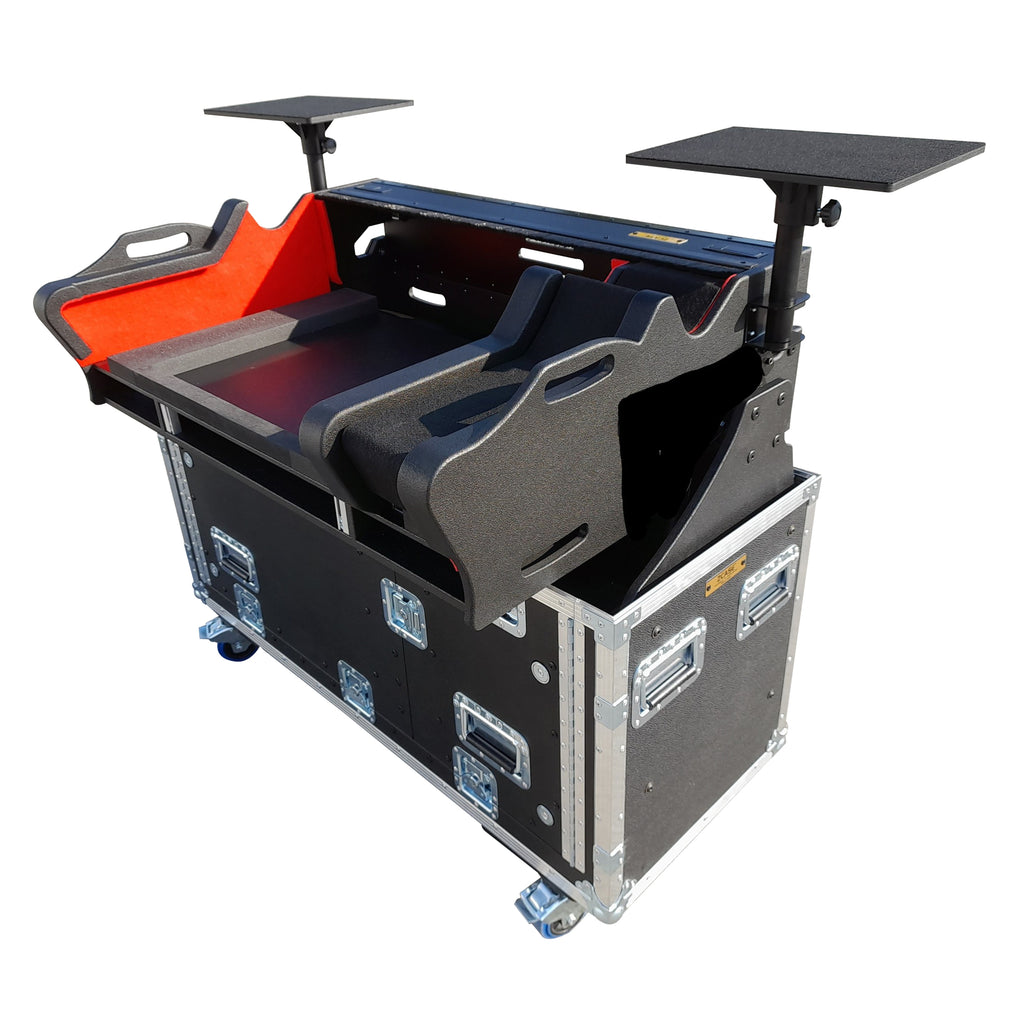 Yamaha DM7-EX Flip-Ready Hydraulic Console Easy Retracting Lifting 1U Rack Space Flight Case with wheels by ZCASE