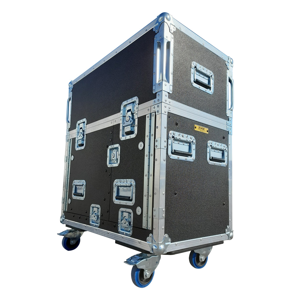 Yamaha DM7-EX Flip-Ready Hydraulic Console Easy Retracting Lifting 1U Rack Space Flight Case with wheels by ZCASE