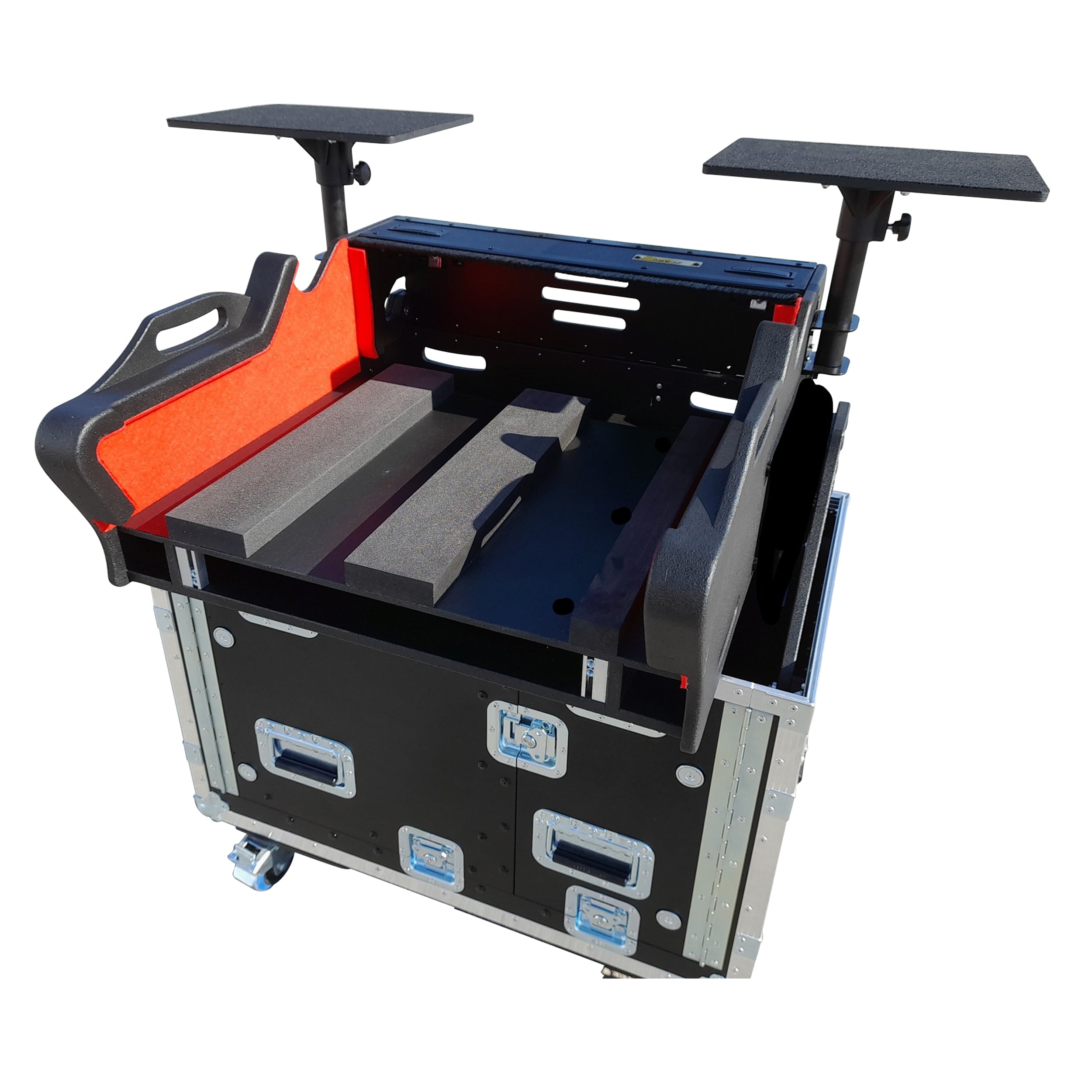 Yamaha DM7-EX Flip-Ready Hydraulic Console Easy Retracting Lifting 1U Rack Space Flight Case with wheels by ZCASE