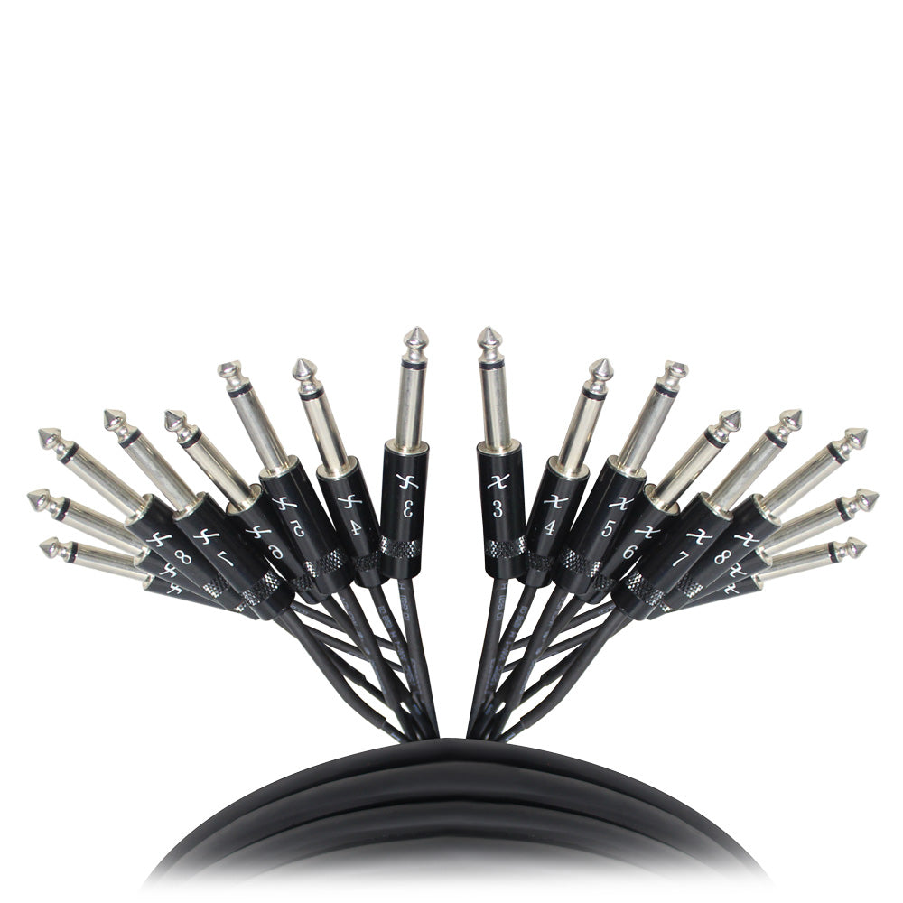 10PCS 10 Ft. Unbalanced 8-Ch. 1/4" TS to 1/4" TS Mono Male Snake