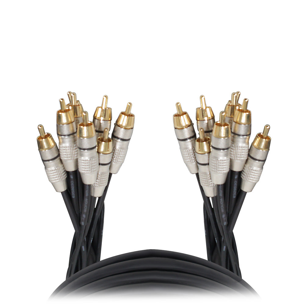 10' FT Premium 8 Channel Snake 8x RCA Male to 8x RCA Male Cable
