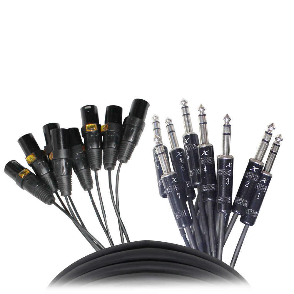 50PCS 10' Ft High Performance 8-Channel Snake Cable XLR-F to 1/4" TRS Balanced Audio Cable
