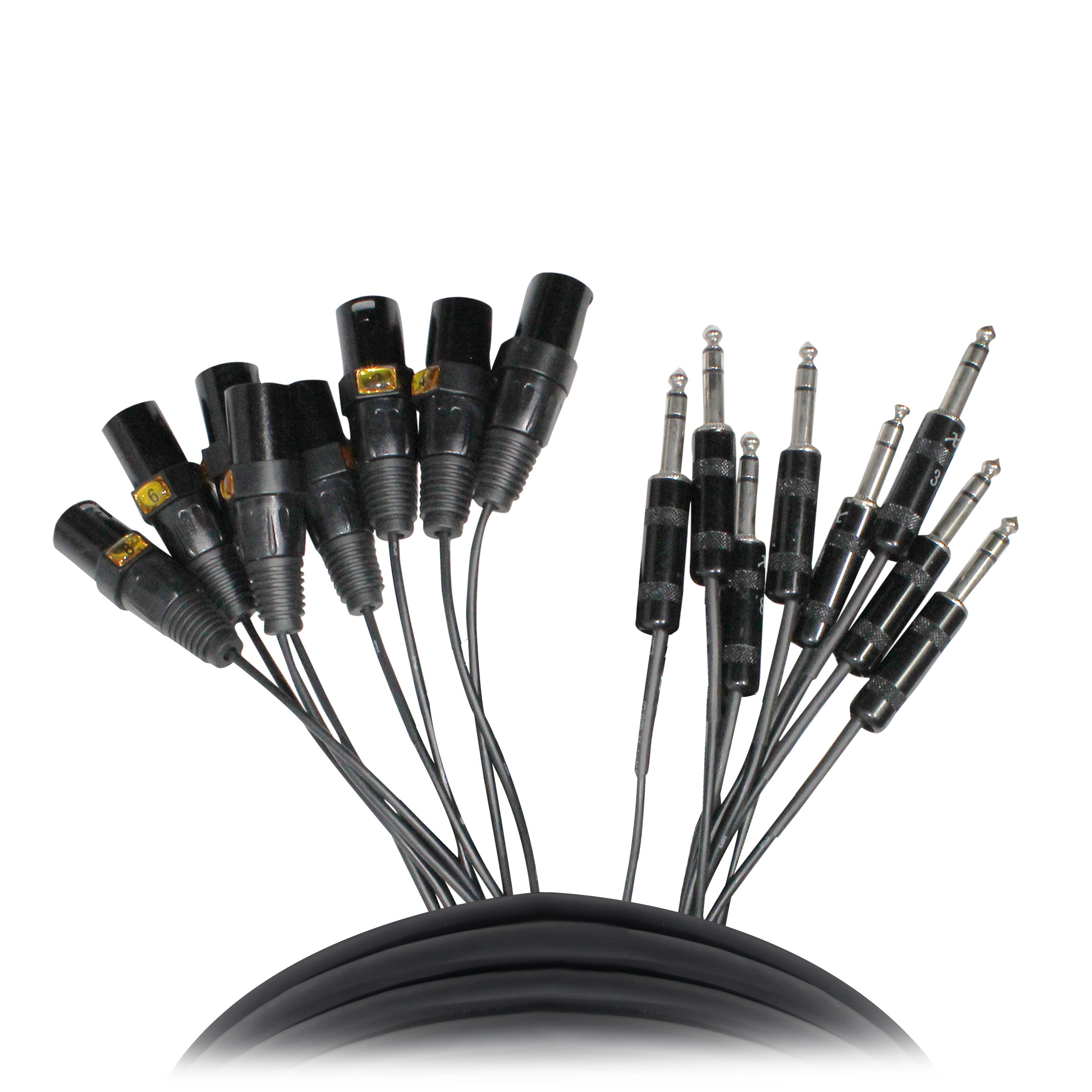 10PCS 10' Ft High-Performance 8-Channel Snake Cable XLR-M TO 1/4" TRS Balanced Audio Cable