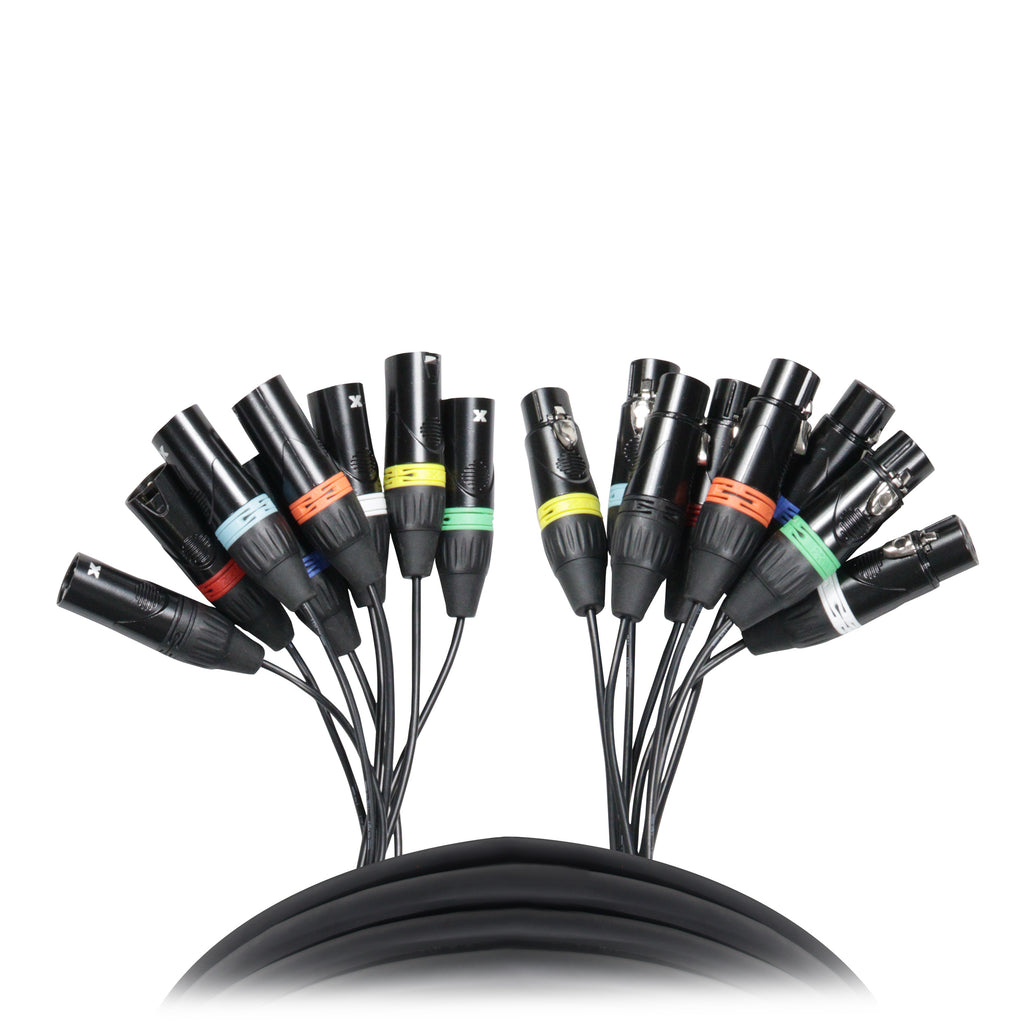 25' Ft. High Performance 8-Channel XLR-F to XLR-M Balanced Snake Audio Cable