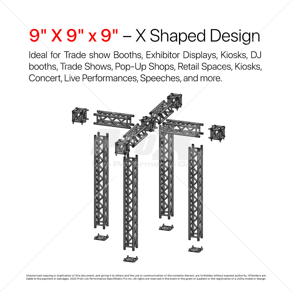 Tradeshow Booth 9.42 W X 9.42 L X 9.20 FT H with X Shape Design in center  - K SERIES Light Duty