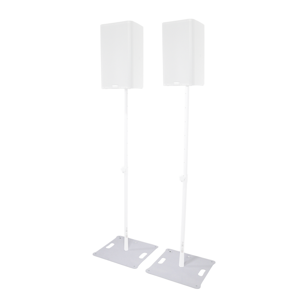 Pair of Polaris Base Plates  – 2 Heavy-Duty Speaker Pole Base Plates and Carry Bags in White