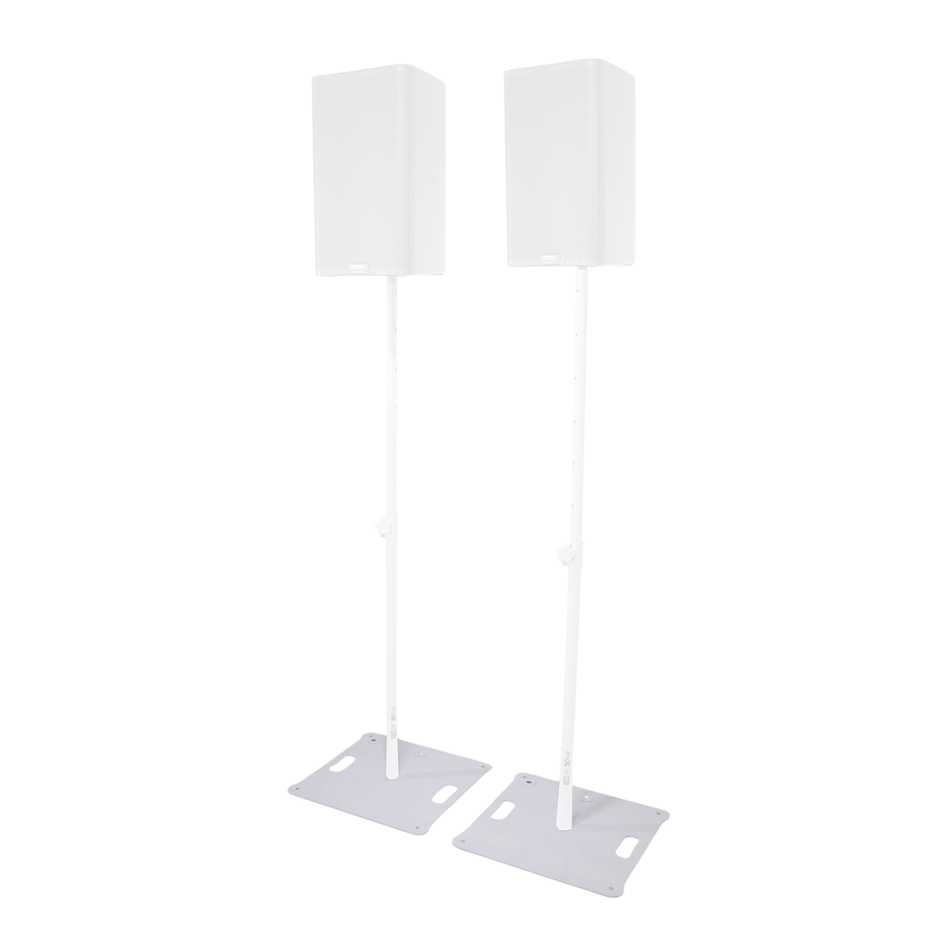 Pair of Polaris Base Plates  – 2 Heavy-Duty Speaker Pole Base Plates and Carry Bags in White