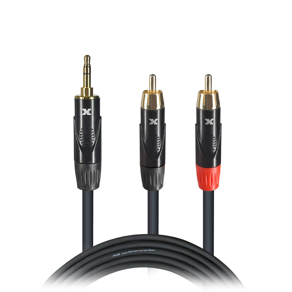 10PCS 25' Ft High Performance 3.5mm 1/8” Mini TRS to Dual RCA-M Unbalanced Y-Cable