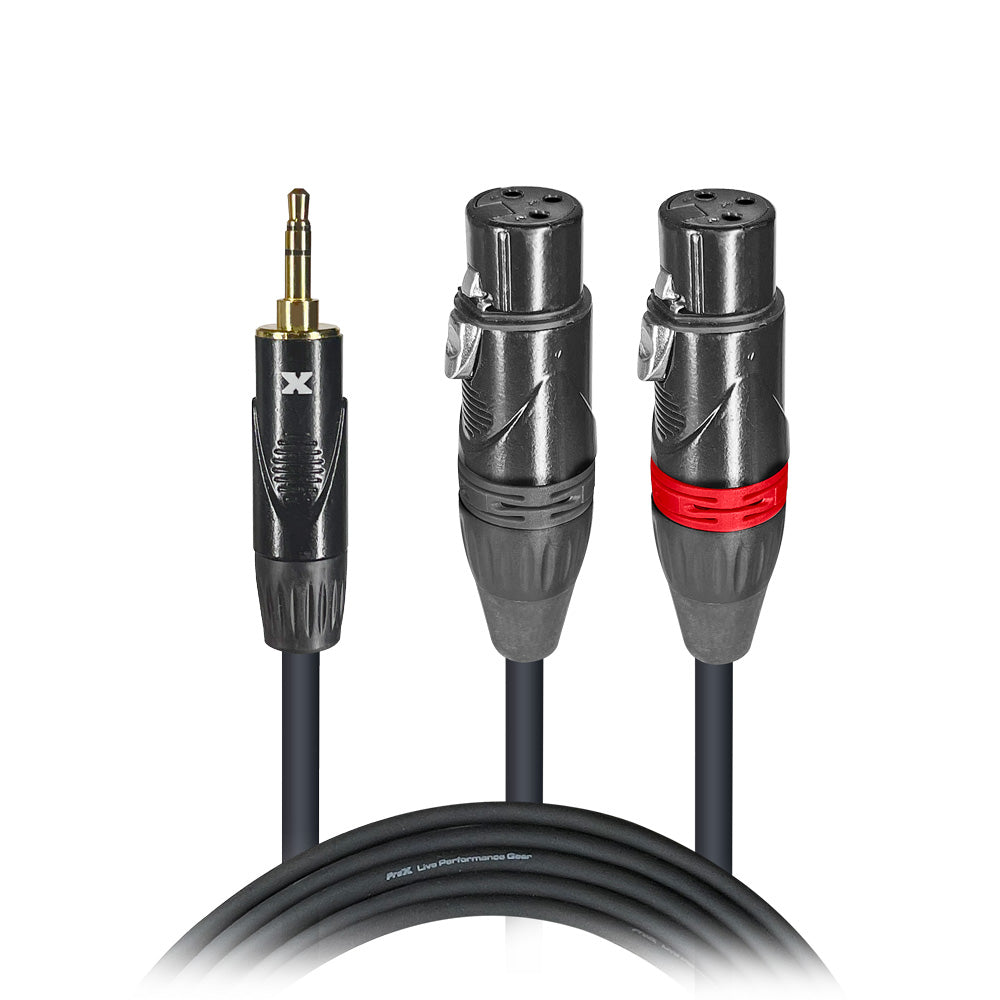 50PCS 5 Ft. Unbalanced 3.5mm Mini TRS-M to Dual XLR-F High Performance Audio Y Cable