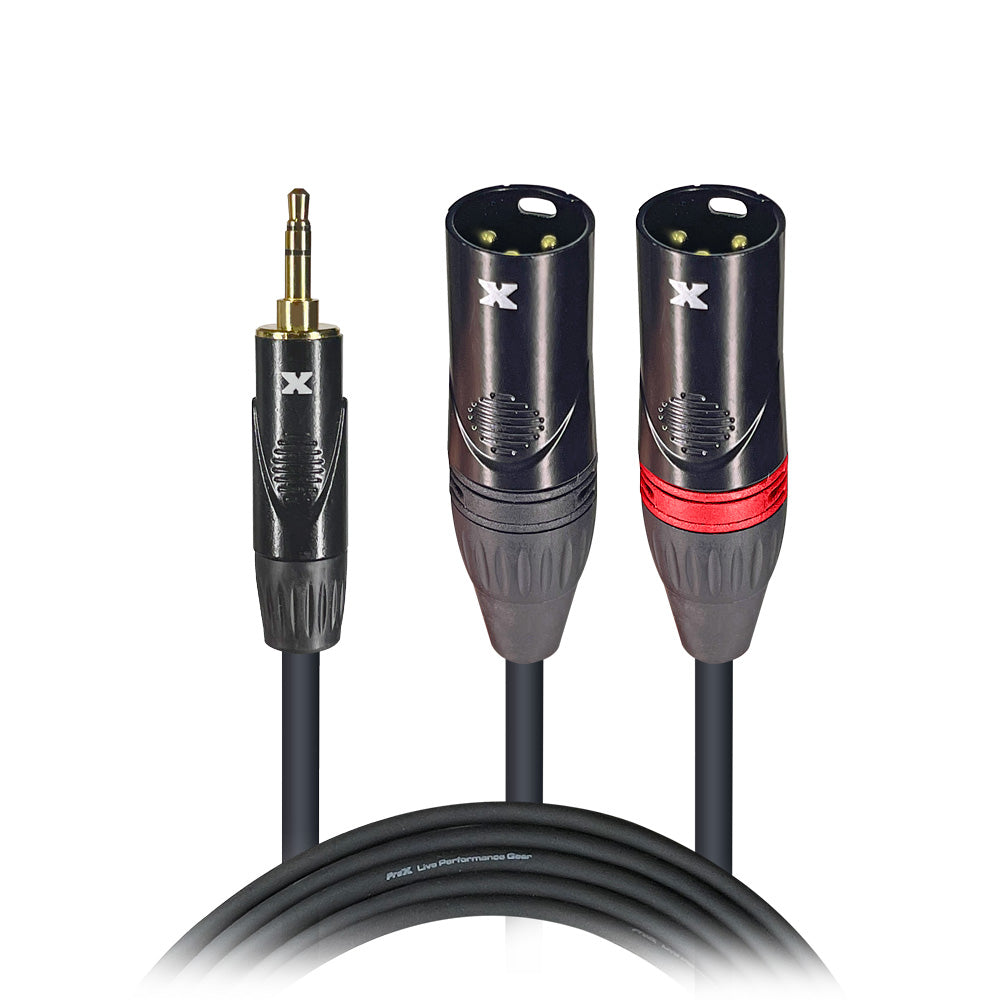 10PCS 5 Ft. 3.5mm Mini TRS-M to Dual XLR3-M High Performance Audio Y Cable