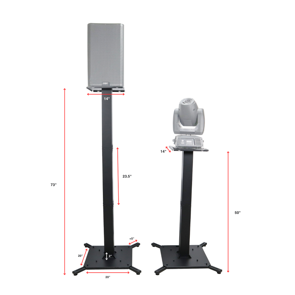 Pair of Black Moving Head or Lighting Speaker Totem DJ Stand with Carrying Bags by Humpter
