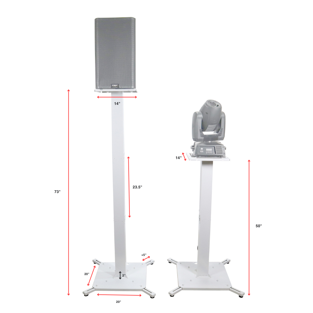 Pair of White Moving Head or Lighting Speaker Totem DJ Stand with Carrying Bags by Humpter