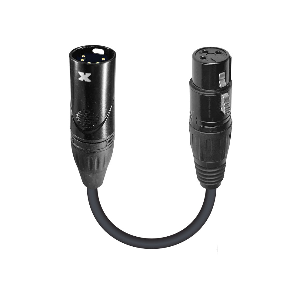 6" DMX Male 5-Pin to DMX Female 3-Pin Coupler Patch Cable