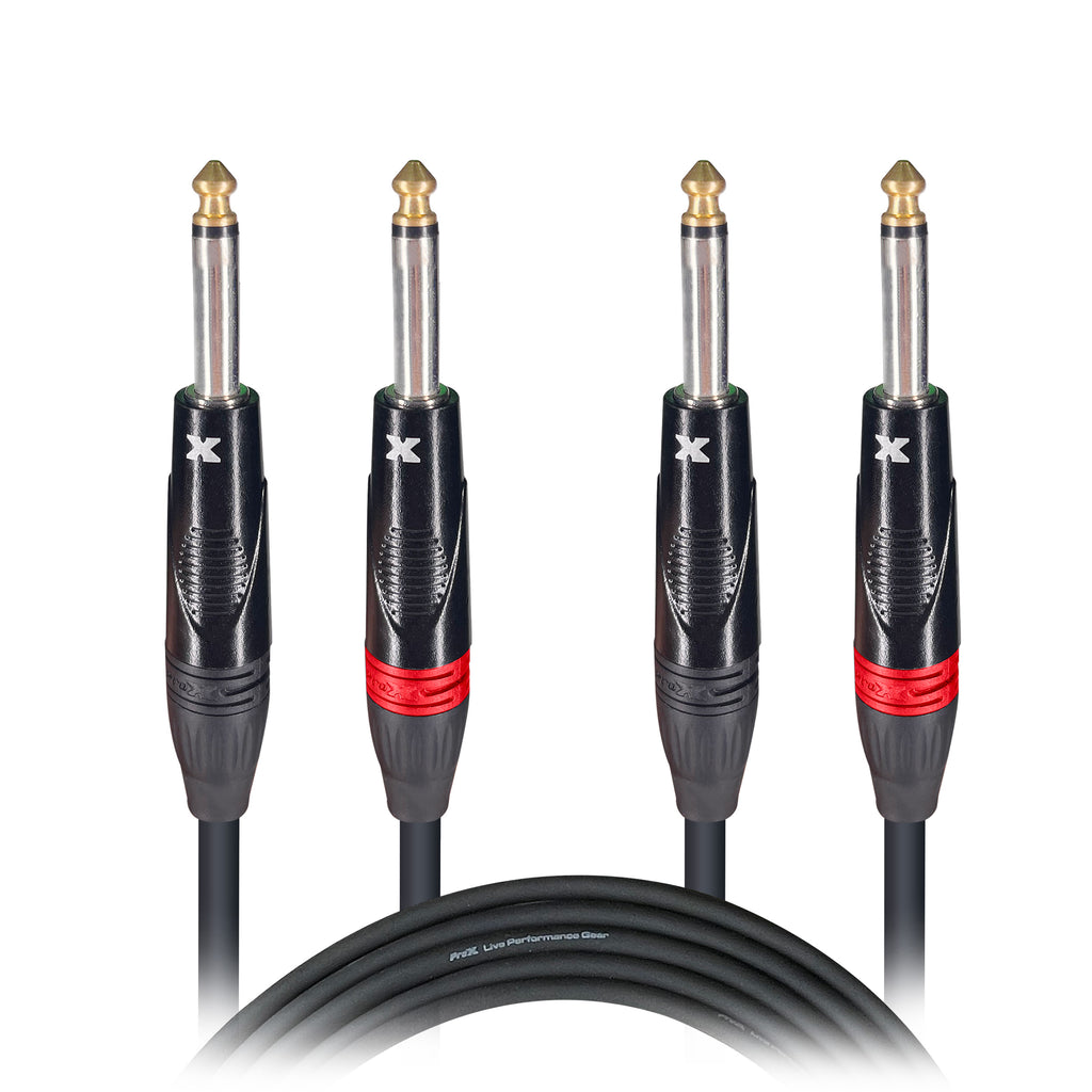 50PCS 5' Ft. High Performance 1/4” TS Male to Dual 1/4” TS Male Unbalanced Audio Cable