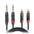 50PCS 5' Ft. High Performance 1/4” Male TS  to Dual RCA Male Unbalanced Audio Cable