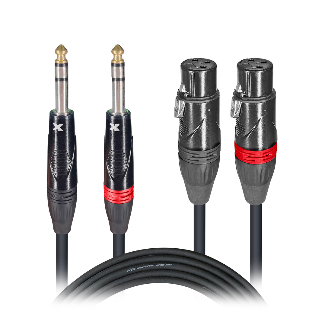3 Ft. Balanced Dual 1/4" TRS-M to Dual XLR3-F High Performance Audio Cable