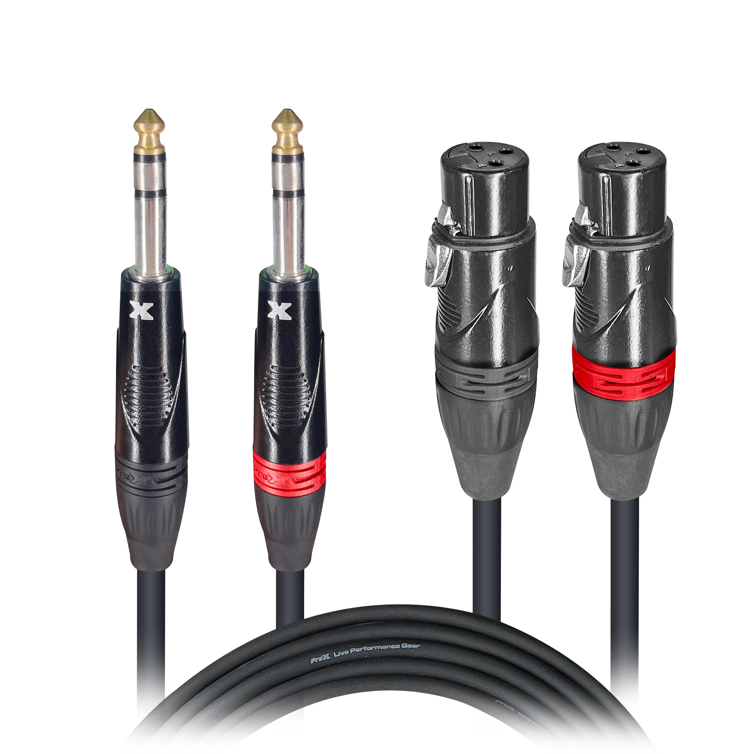 5 Ft. Balanced Dual 1/4" TRS-M to Dual XLR3-F High Performance Audio Cable