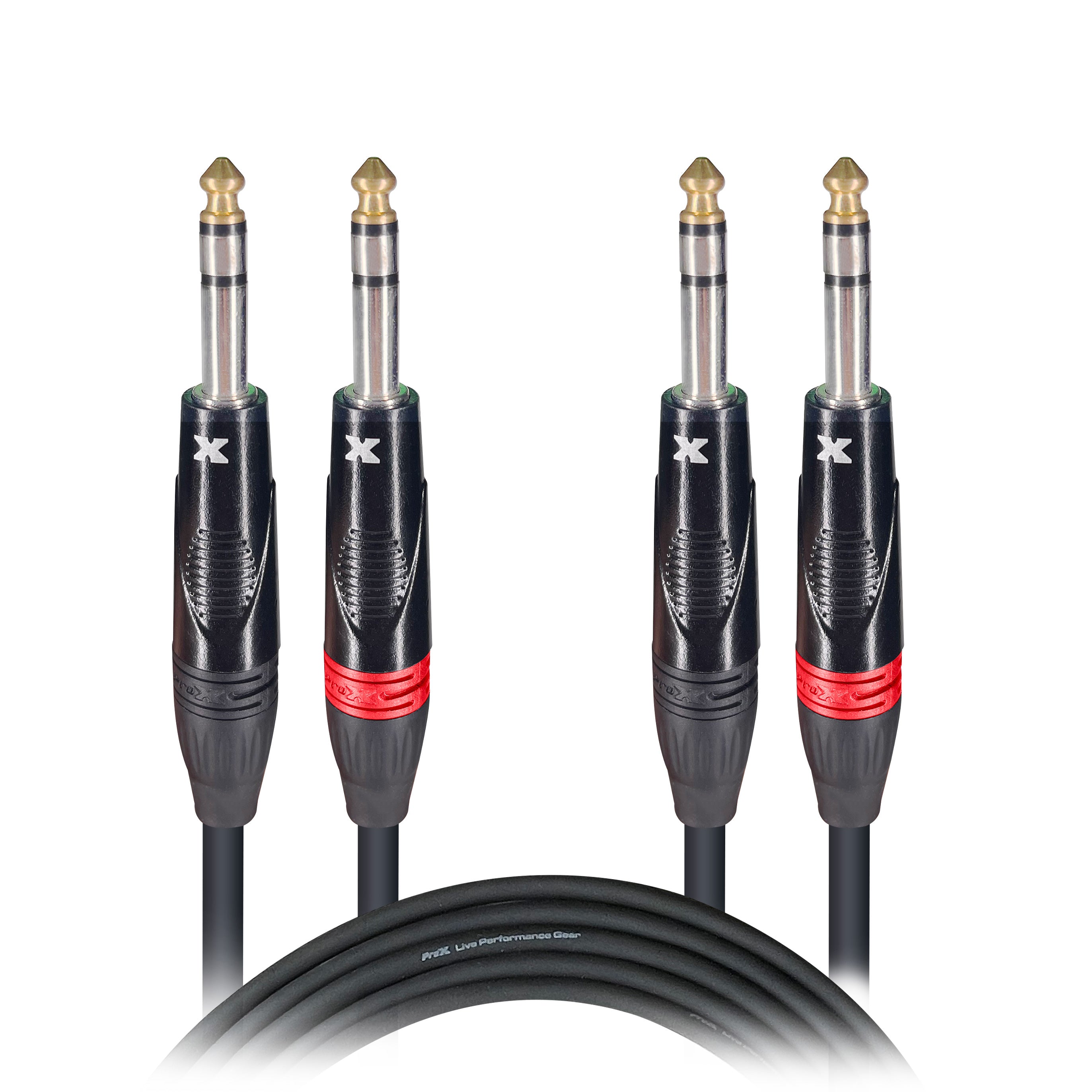 10PCS 10 Ft. Balanced Dual 1/4" TRS-M to Dual 1/4" TRS-M High Performance Audio Cable