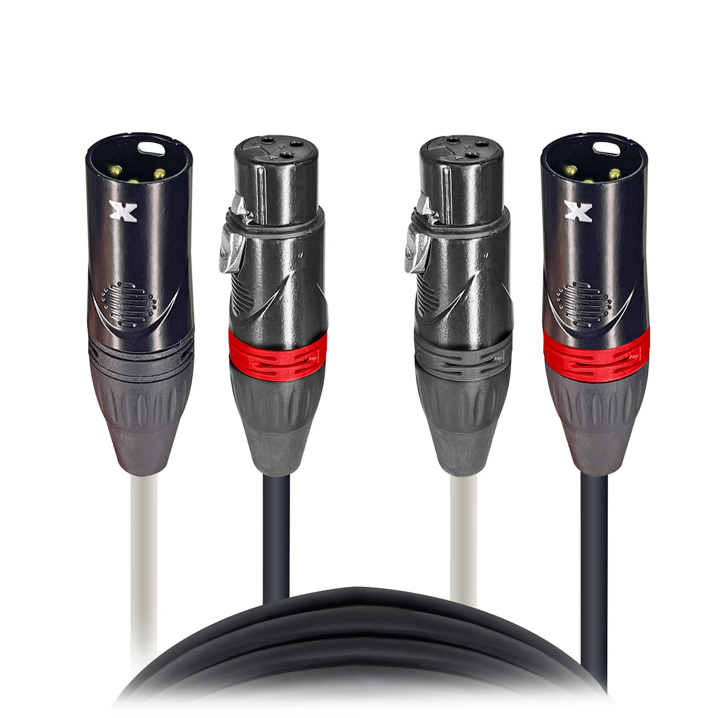 100' Ft. Balanced Dual XLR-M to Dual XLR-F High Performance Audio Cable
