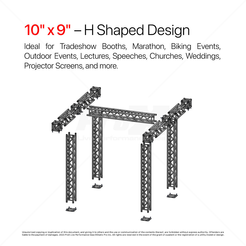 Tradeshow Booth 9.42 W X 9.42 L X 9.20 FT H with H Shape Design in center  - K SERIES Light Duty