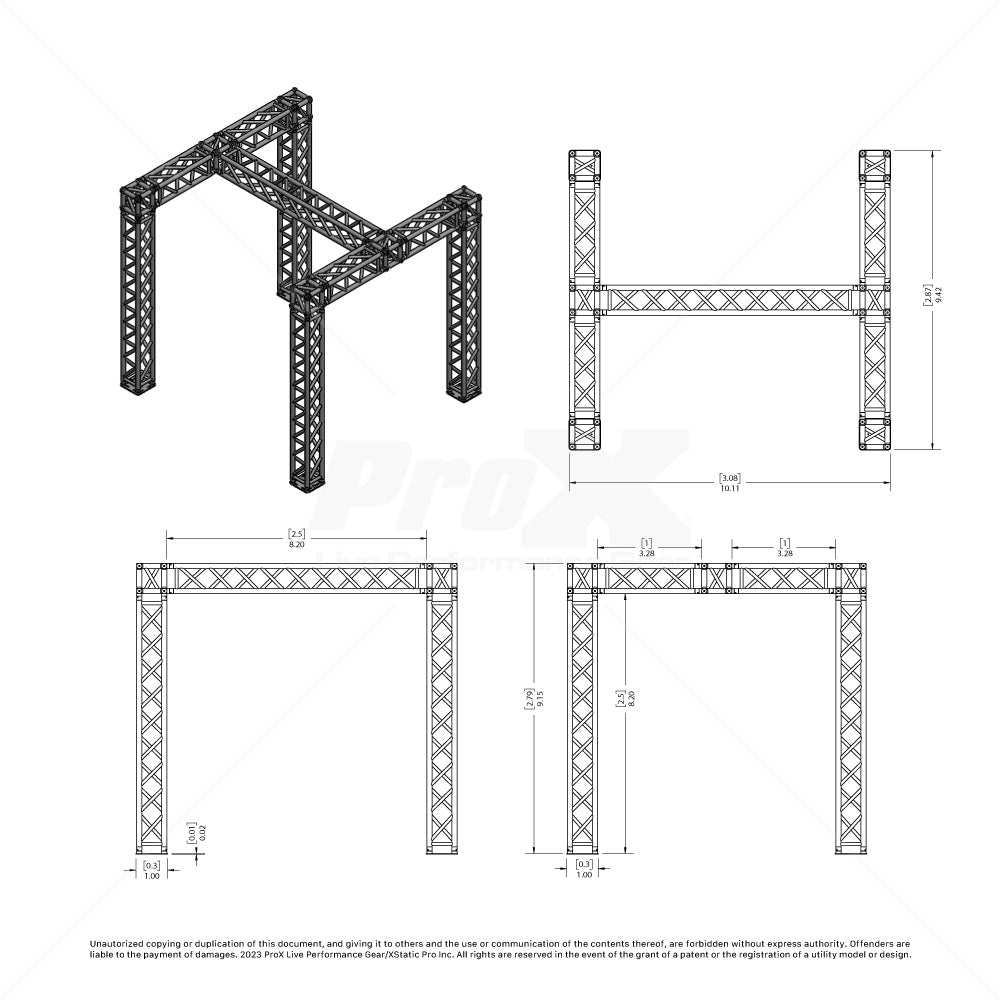 Tradeshow Booth 9.42 W X 9.42 L X 9.20 FT H with H Shape Design in center  - K SERIES Light Duty