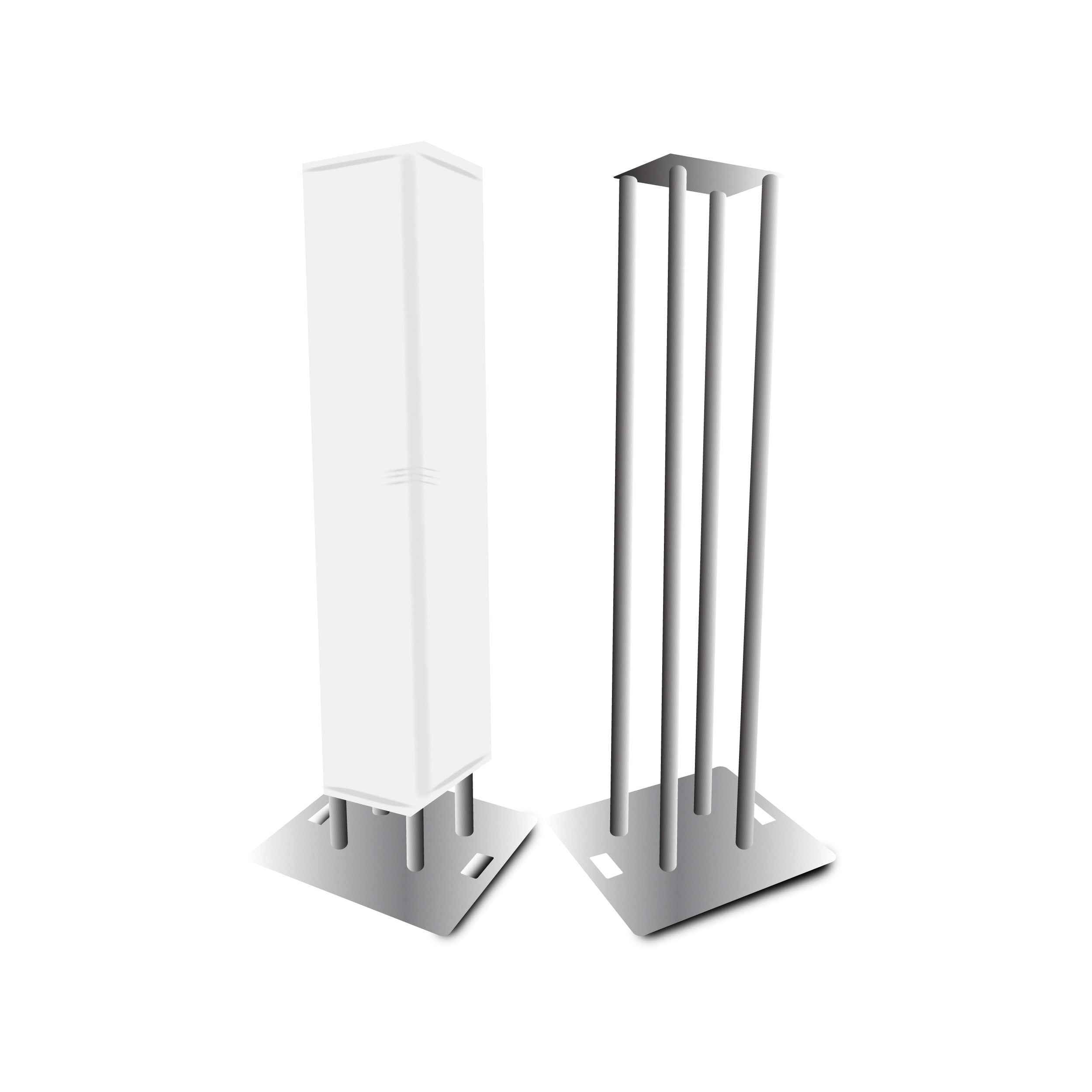 Set of 2 6.56ft Totem Package Includes a 12in Top Plate, 24in Base Plate and Four 2m F31 Tubes W-White Scrim Cover