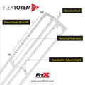 Flex Totem TV - 3ft to 6ft Height Adjustable Totem Stand Incl.  TV Mount, Foldable Base Plate and Speaker Stud