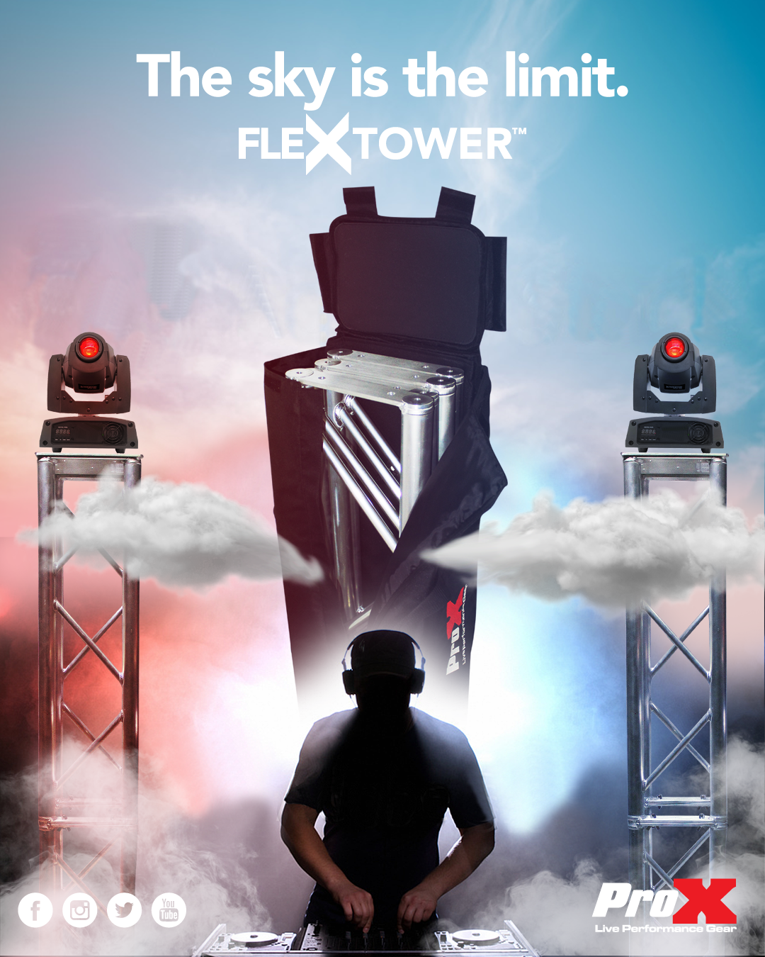 Flex Tower Totem Package - Adjustable 6.56ft or 3.28ft With Road Case