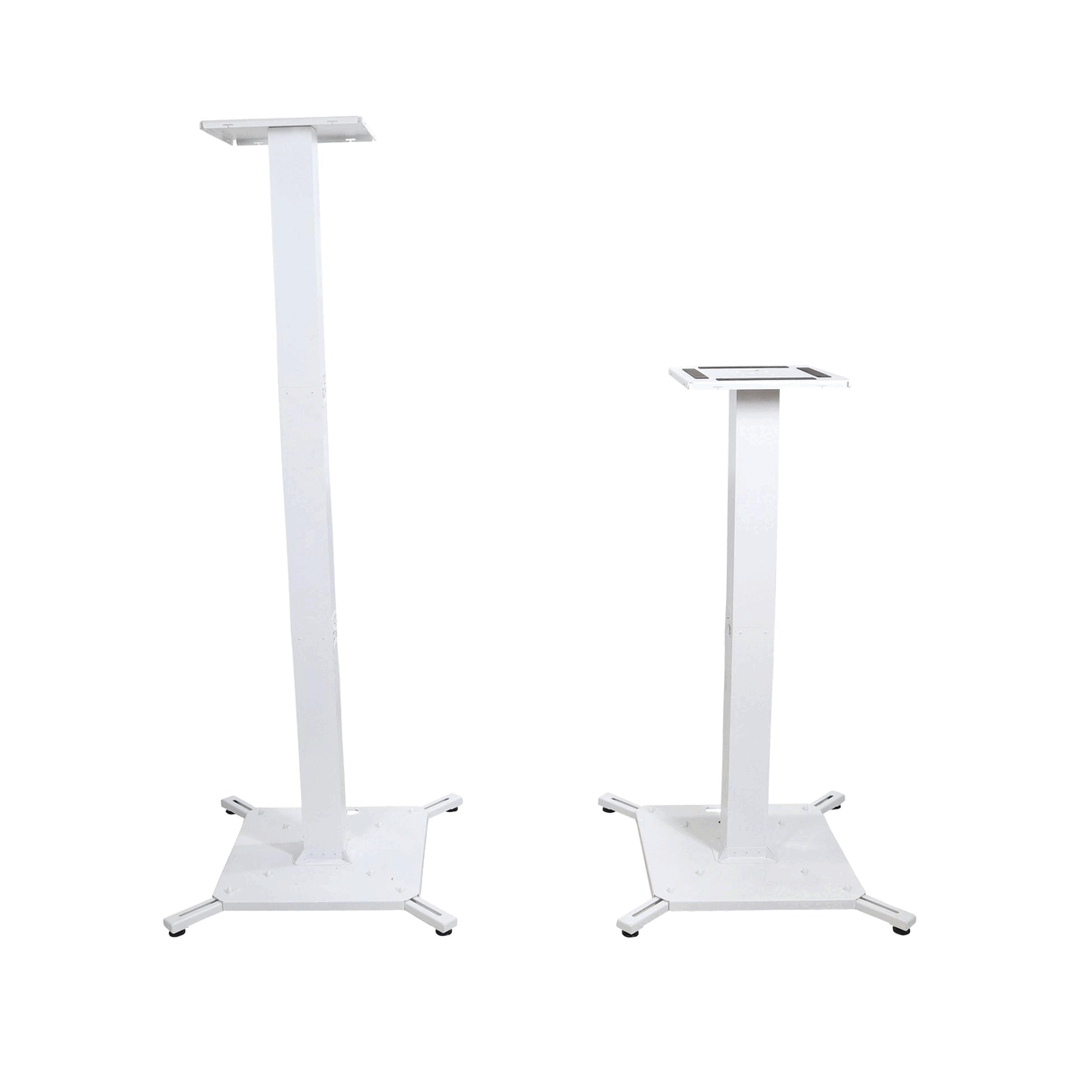 Pair of White Moving Head or Lighting Speaker Totem DJ Stand with Carrying Bags by Humpter