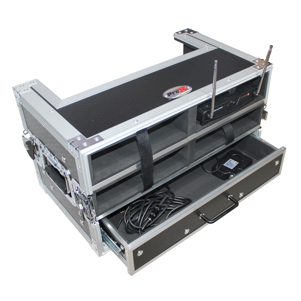 ATA Flight Case with 2U Drawer for Wireless Microphone Receiver External Drive Modular Midi Mounting Storage