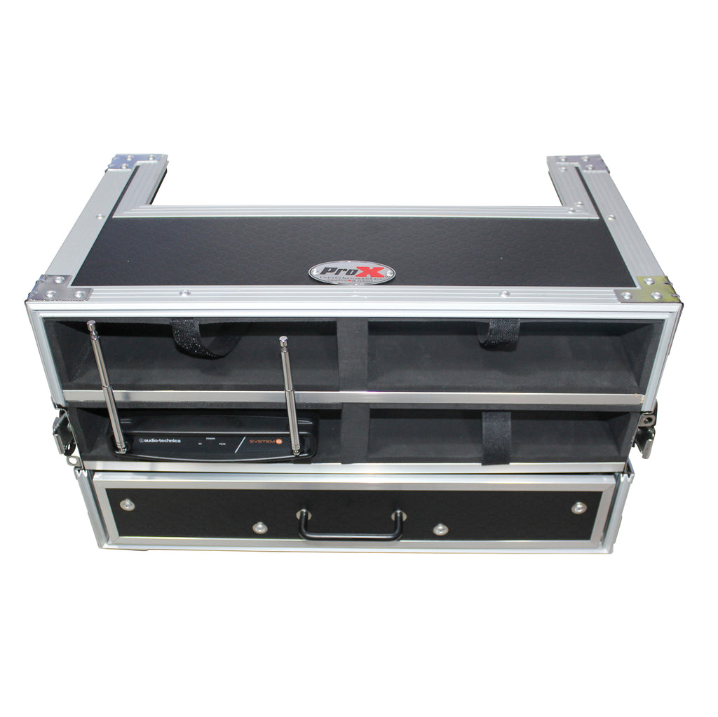 ATA Flight Case with 2U Drawer for Wireless Microphone Receiver External Drive Modular Midi Mounting Storage