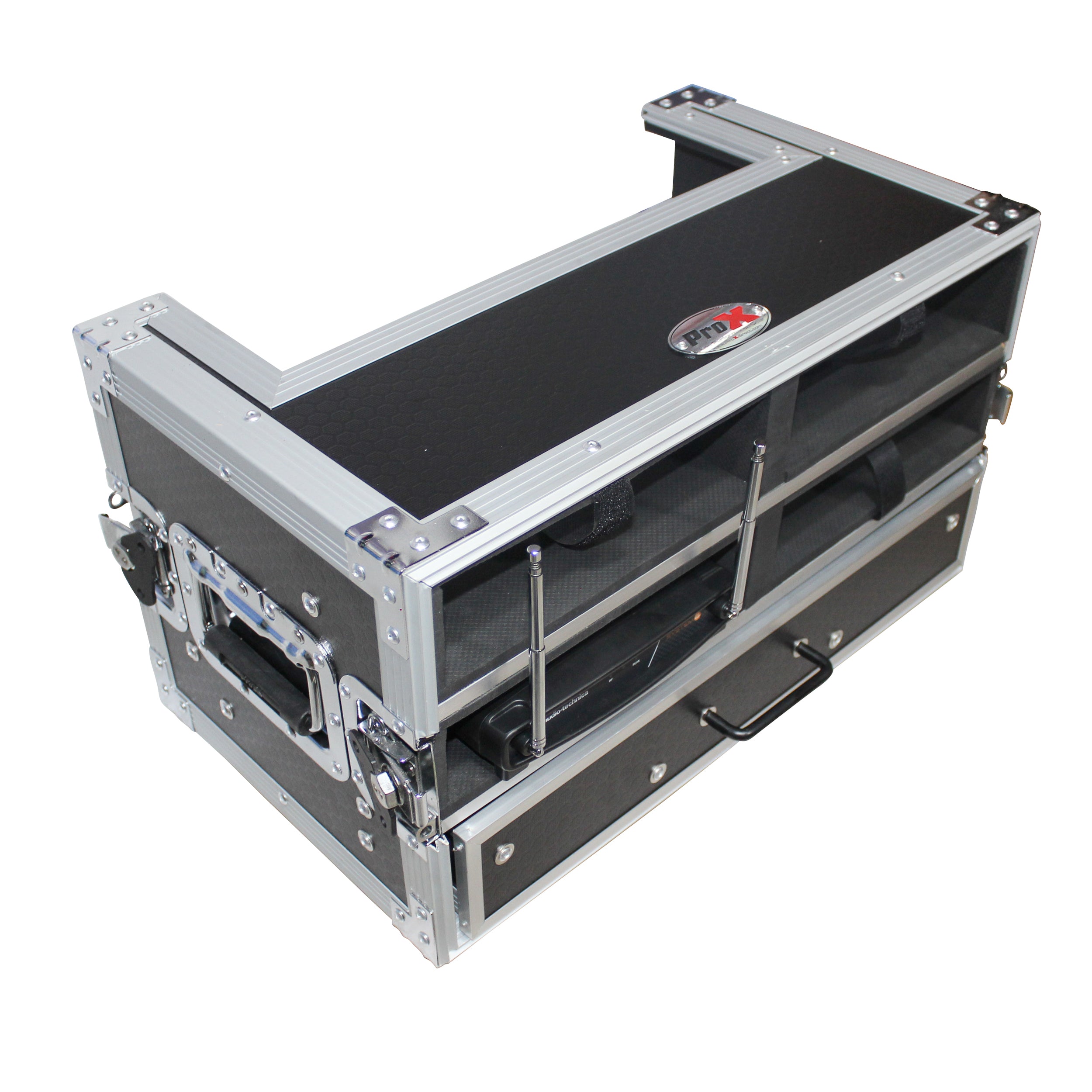 ATA Flight Case with 2U Drawer for Wireless Microphone Receiver External Drive Modular Midi Mounting Storage