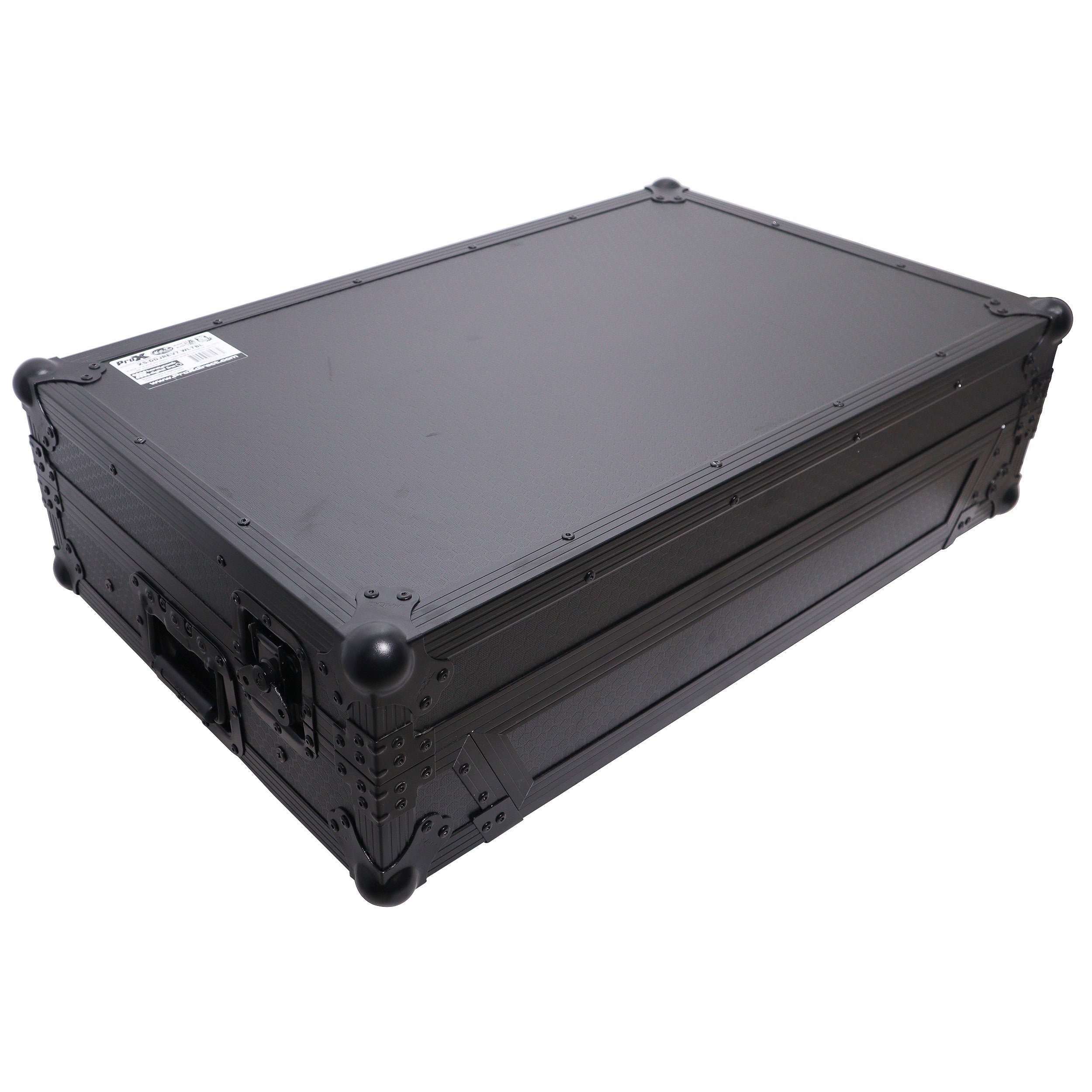 ATA Style Flight Case for Pioneer DDJ-REV7 DJ Controller with Laptop Shelf Wheels and 1U Rackspace Black Finish