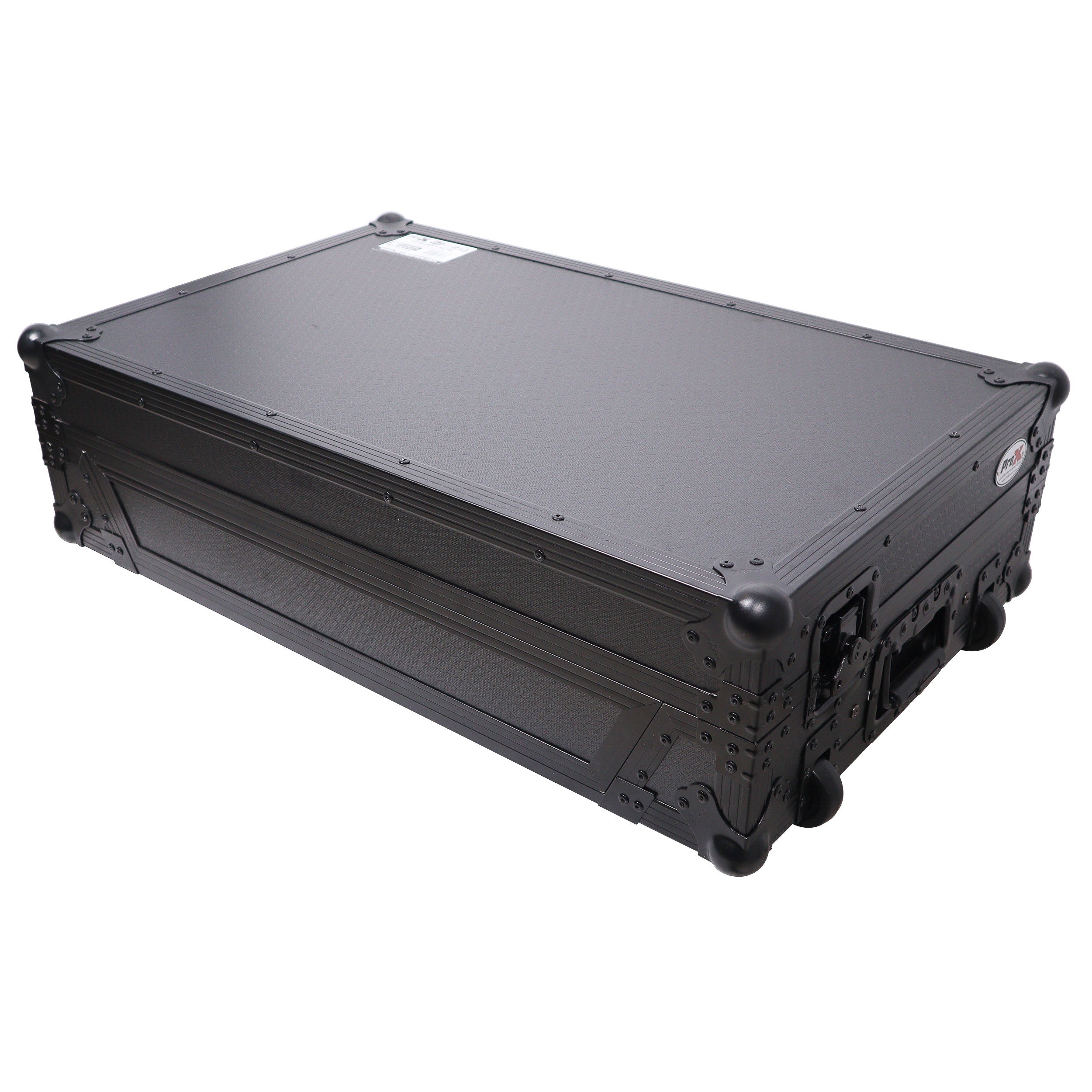 ATA Style Flight Case for Pioneer DDJ-REV7 DJ Controller with Laptop Shelf Wheels and 1U Rackspace Black Finish