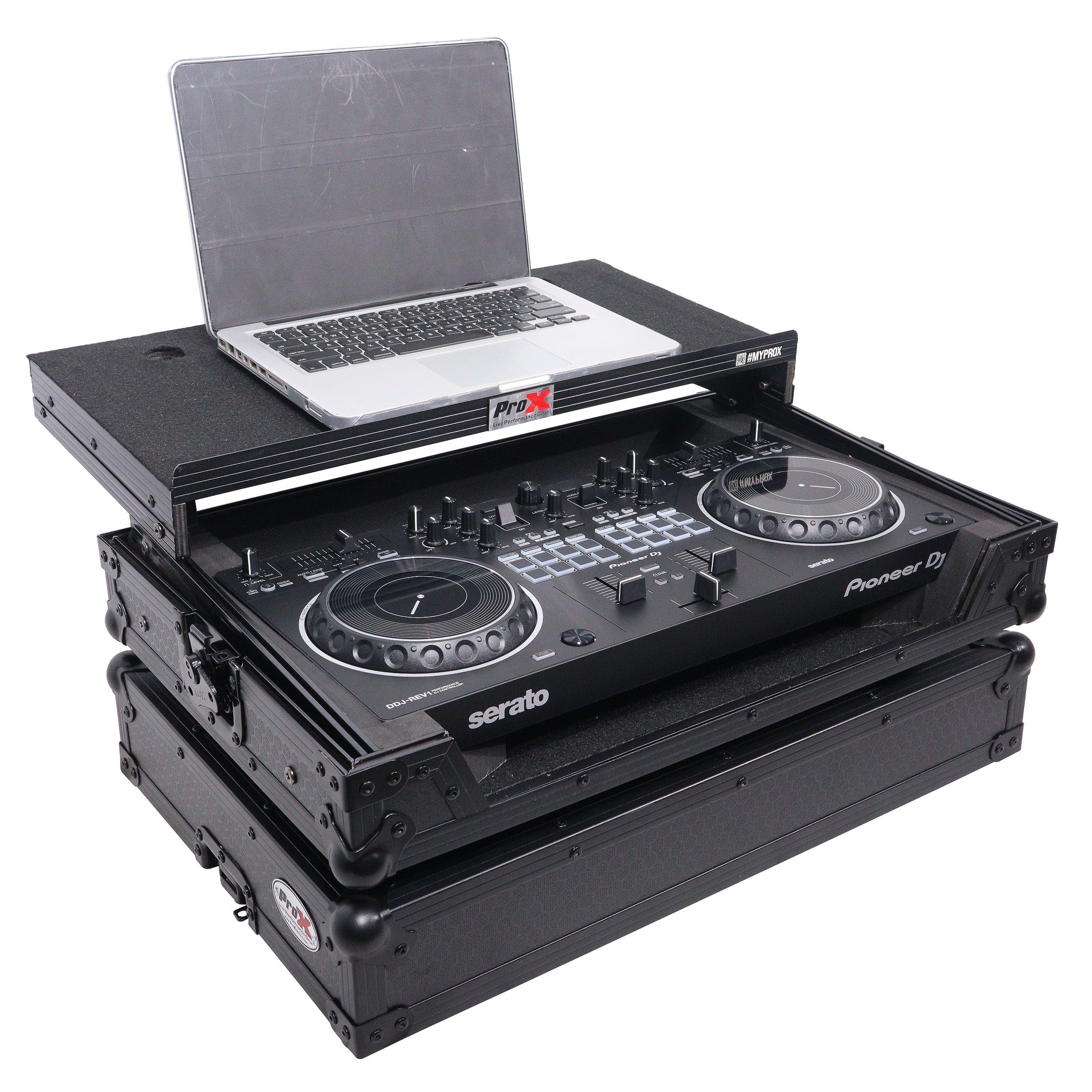 ATA Flight Case For Pioneer DDJ-REV1 DJ Controller with Laptop Shelf - Black