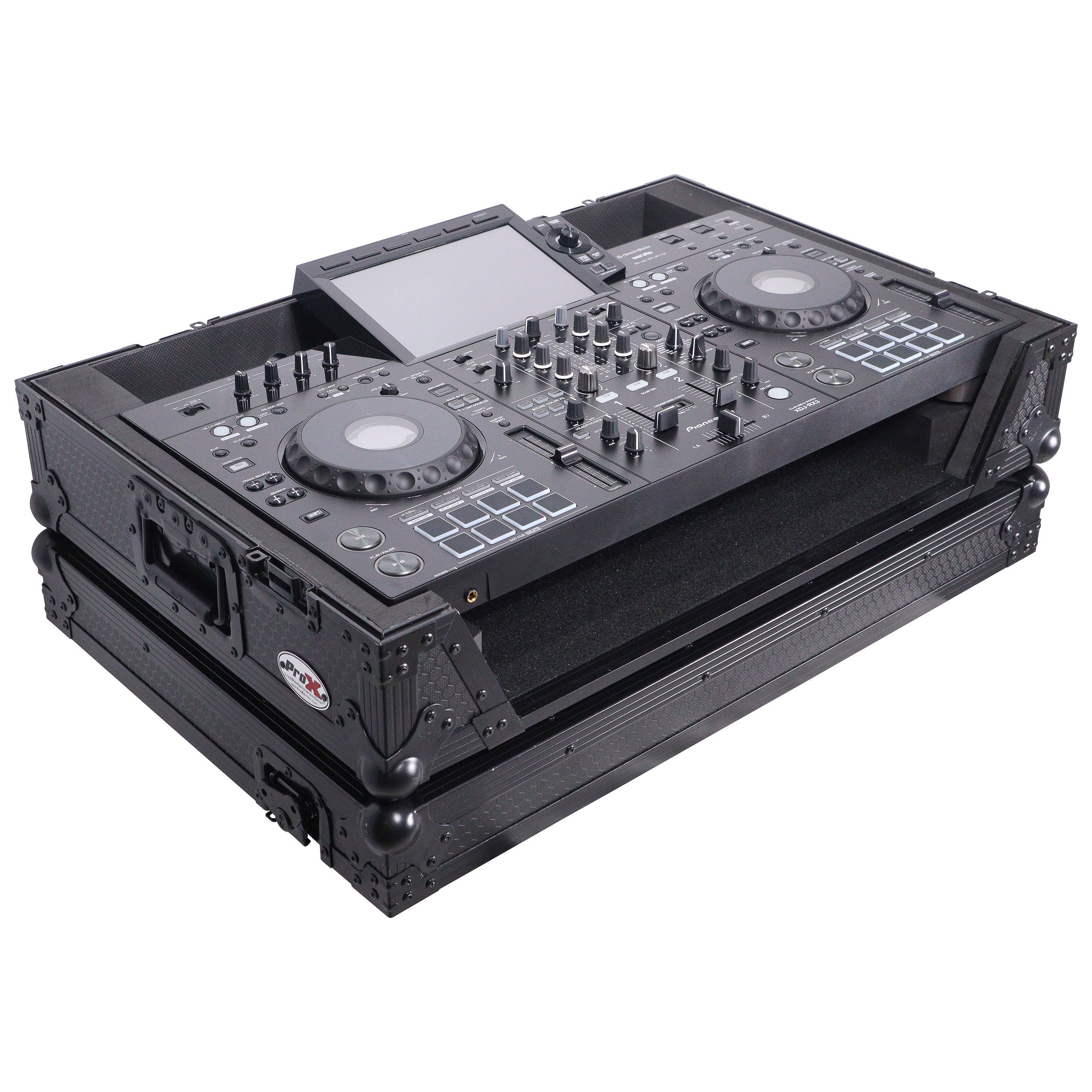 ATA Flight Case ATA Flight Case For Pioneer XDJ-RX3 DDJ-REV5 DJ Controller with 1U Rack Space and Wheels - Black