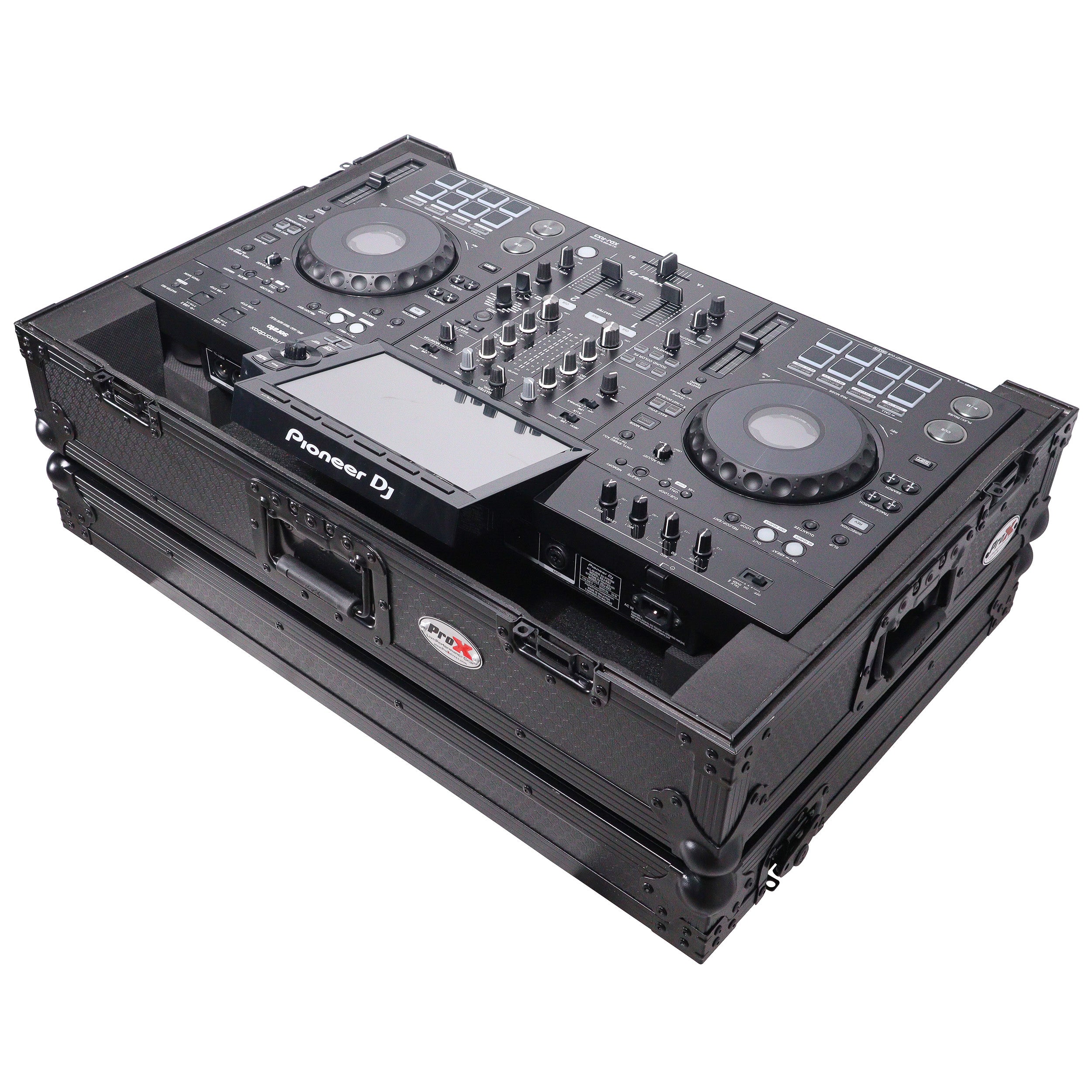 ATA Flight Case ATA Flight Case For Pioneer XDJ-RX3 DDJ-REV5 DJ Controller with 1U Rack Space and Wheels - Black