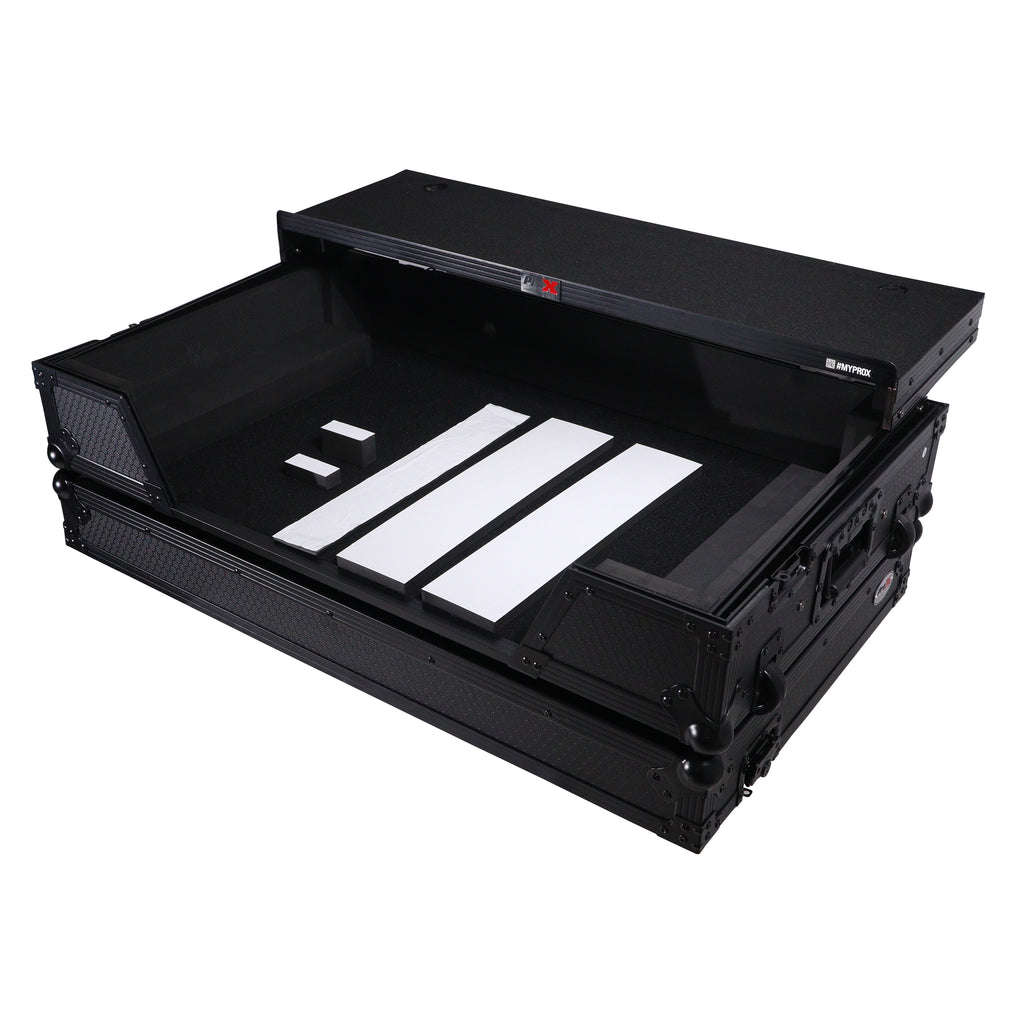 ATA Flight Road Case For Hercules T7 Inpulse Controller with Laptop Shelf 1U Rack Space and Wheels - Black Finish