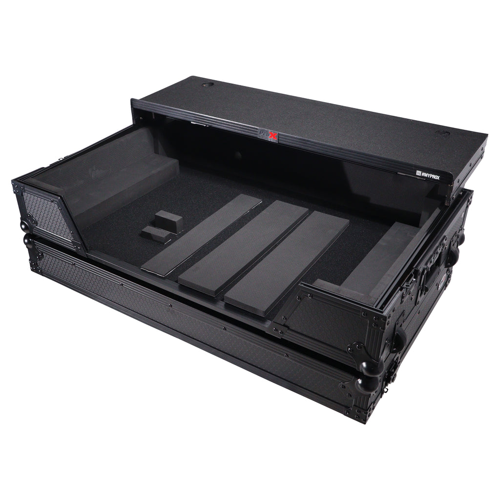 ATA Flight Road Case For Hercules T7 Inpulse Controller with Laptop Shelf 1U Rack Space and Wheels - Black Finish