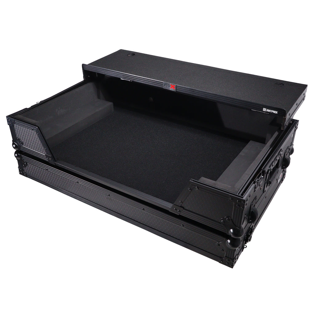 ATA Flight Road Case For Hercules T7 Inpulse Controller with Laptop Shelf 1U Rack Space and Wheels - Black Finish