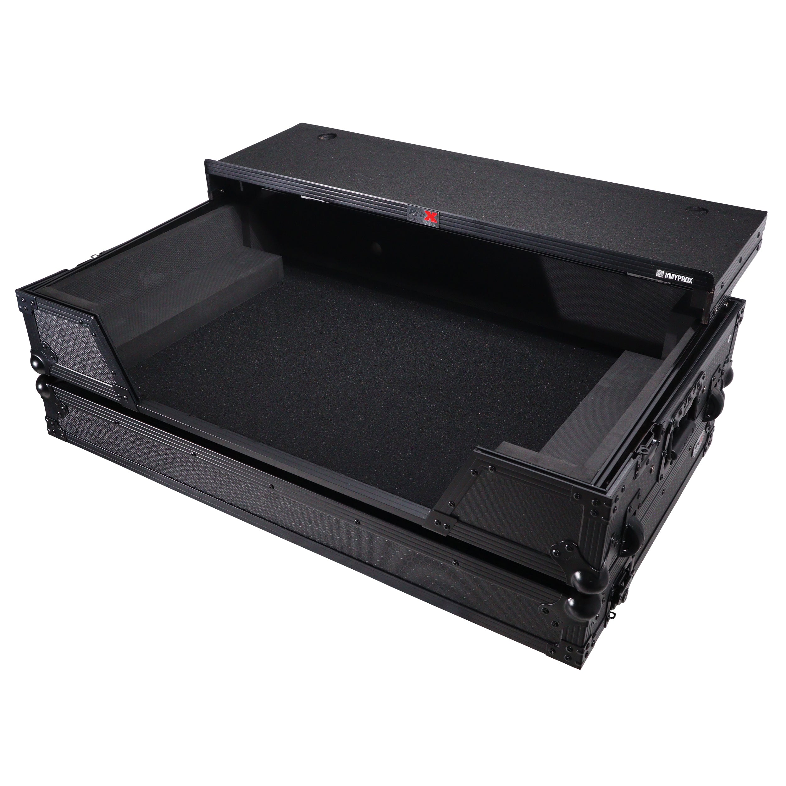 ATA Flight Road Case For Hercules T7 Inpulse Controller with Laptop Shelf 1U Rack Space and Wheels - Black Finish