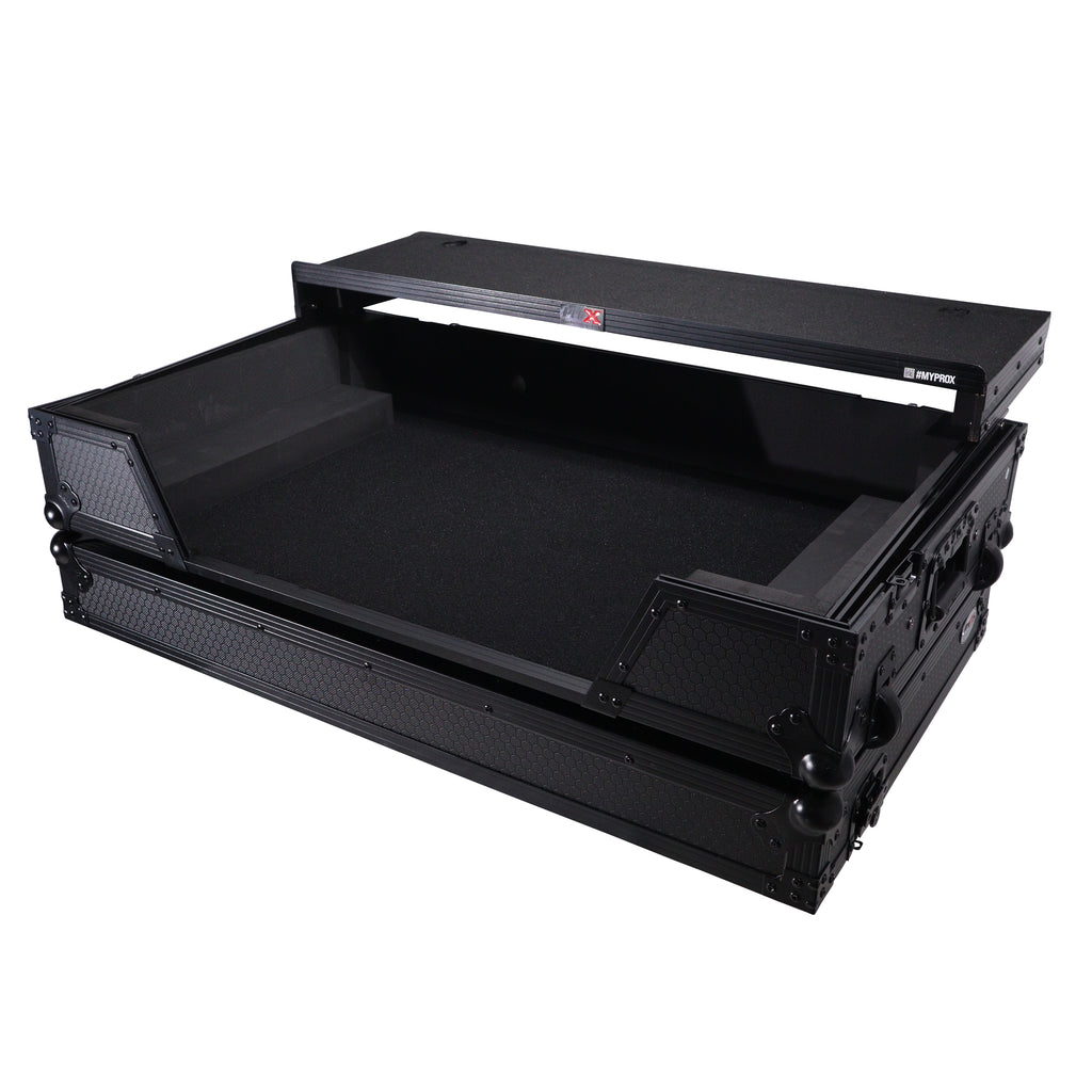 ATA Flight Road Case For Hercules T7 Inpulse Controller with Laptop Shelf 1U Rack Space and Wheels - Black Finish